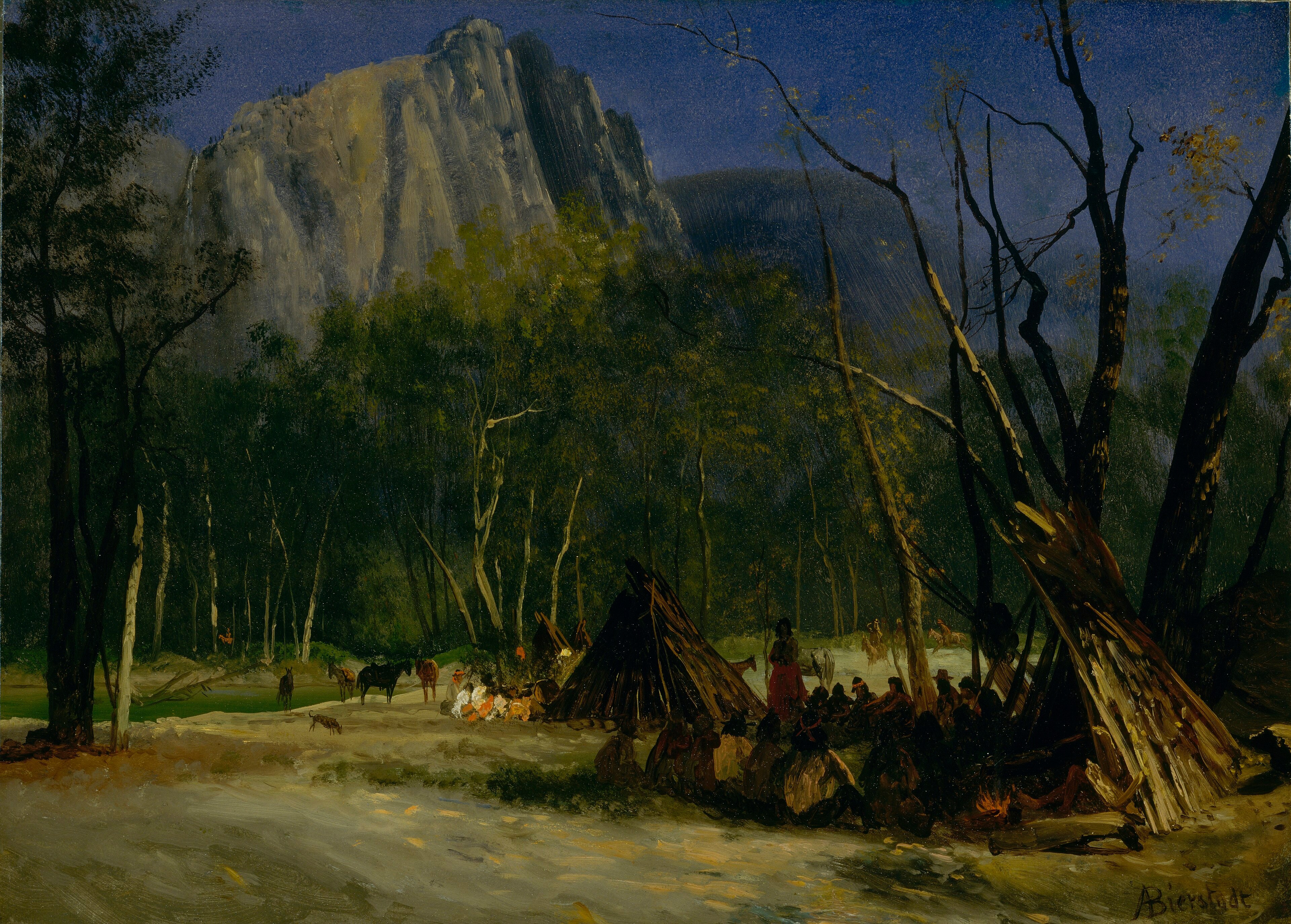 Indians in Council, California by Albert Bierstadt