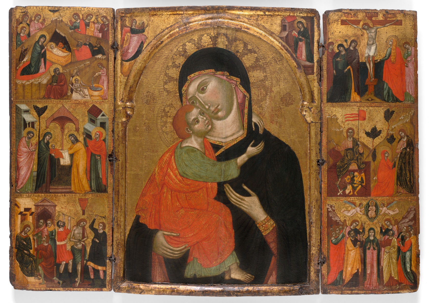 A work made of tempera on panel.