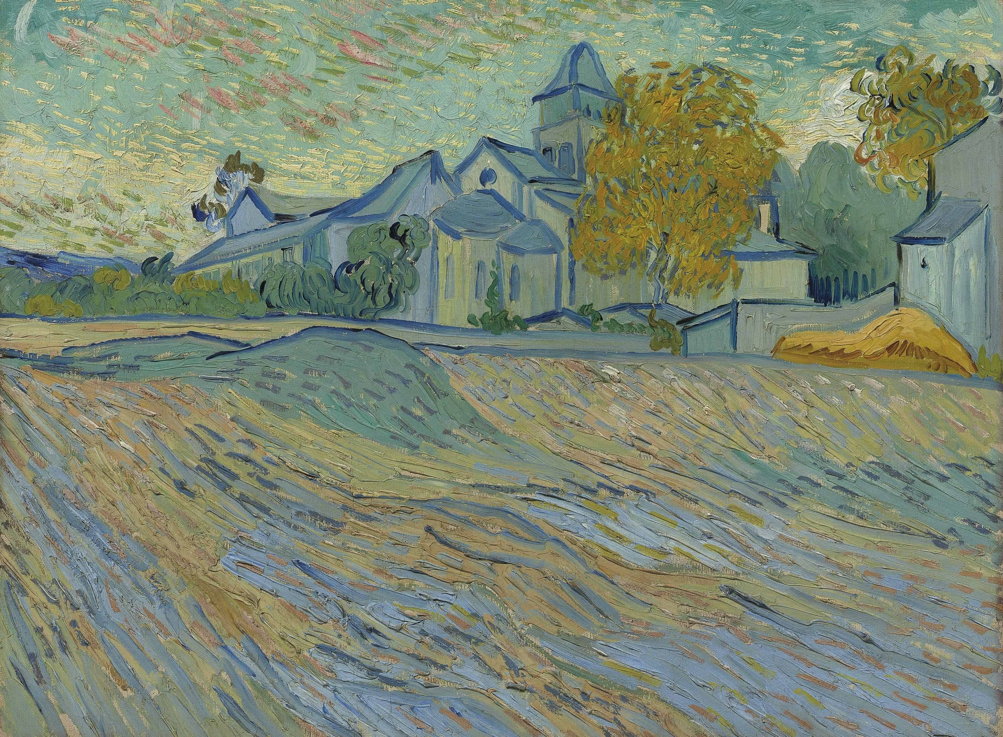 View of the Asylum and Chapel of Saint-Rémy, 1889-10, by Vincent van Gogh