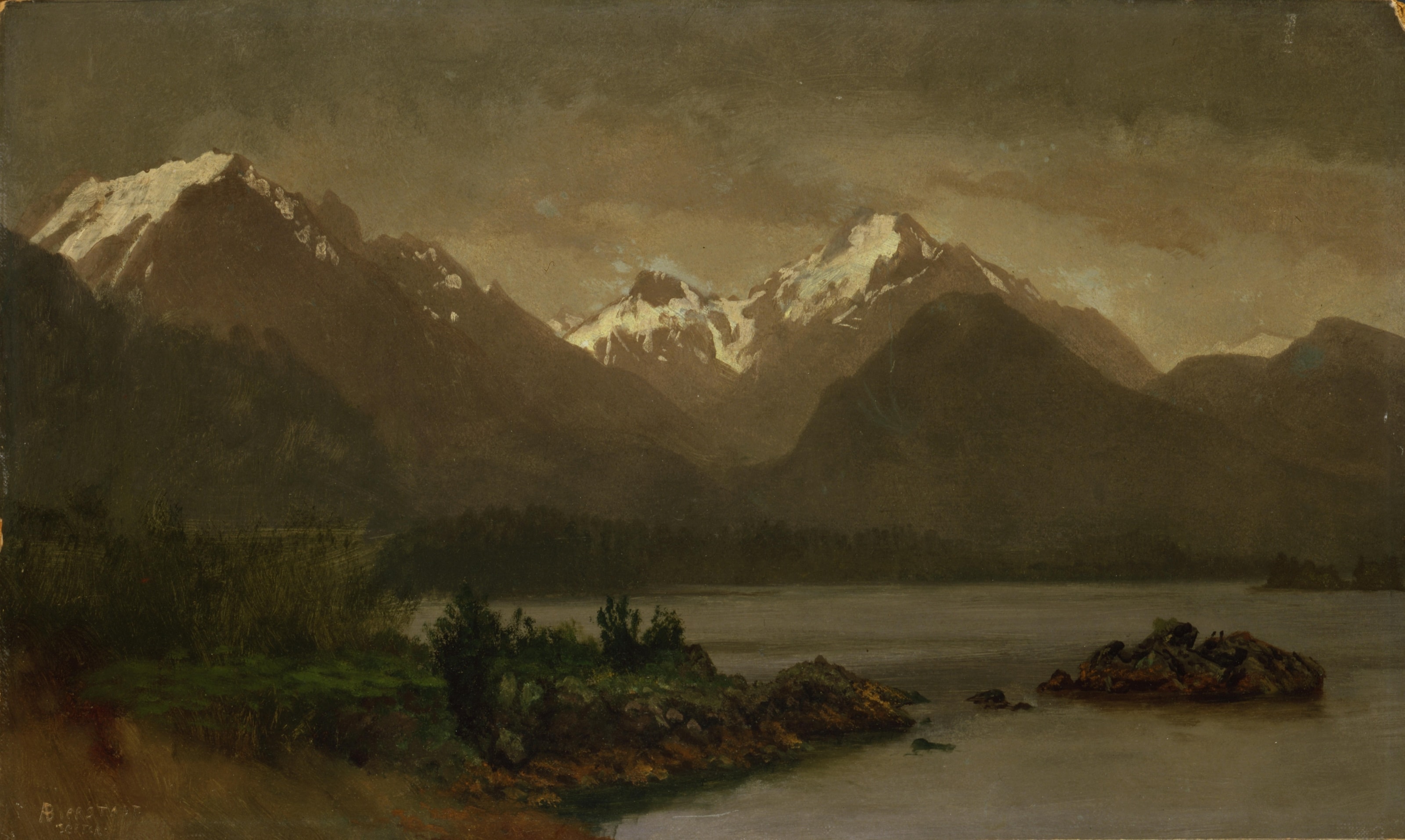 Untitled (mountains and lake) by Albert Bierstadt