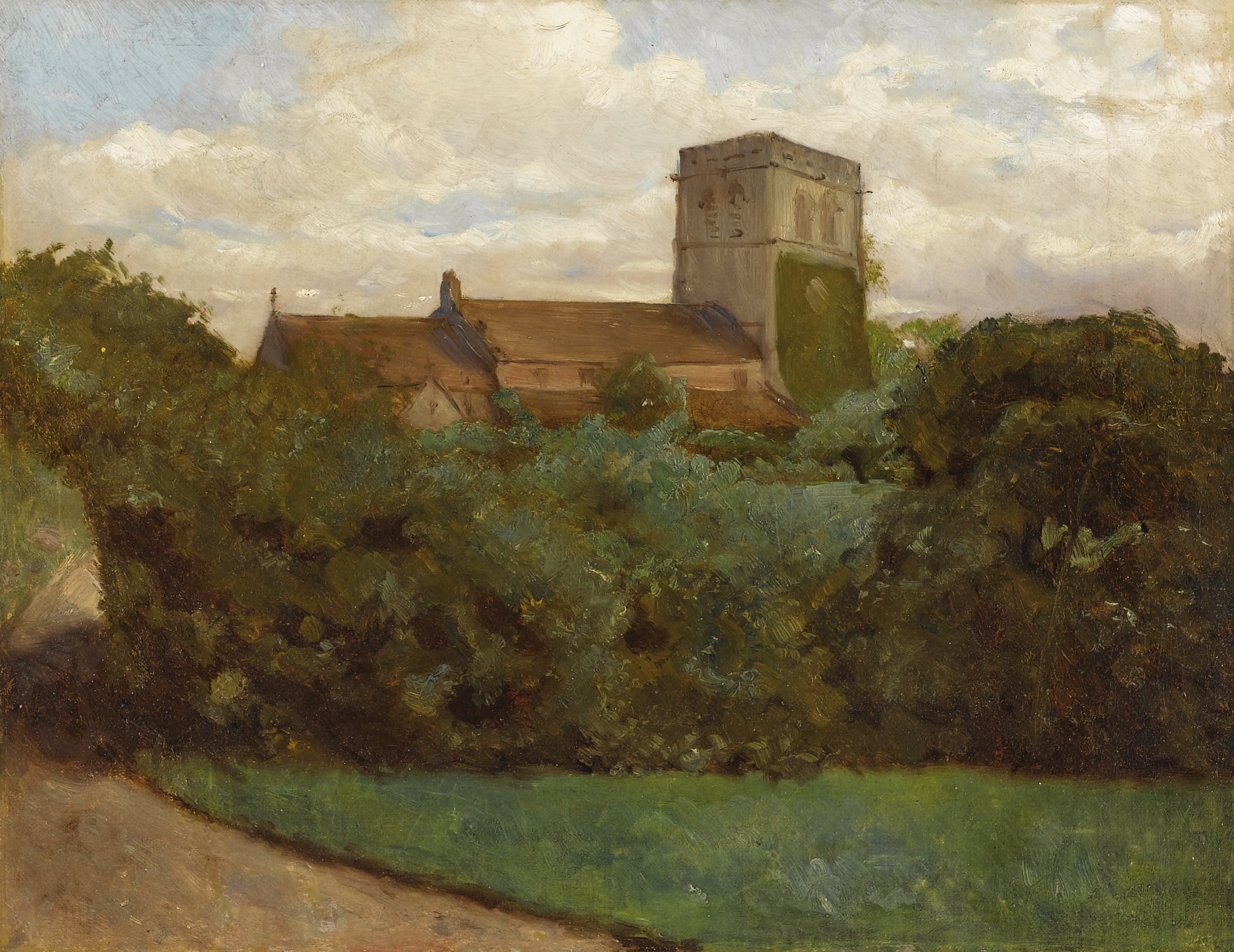 Tottenham Church, London, 1869 by Albert Bierstadt
