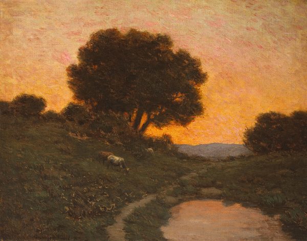 Pastoral scene at sunset by Granville Redmond