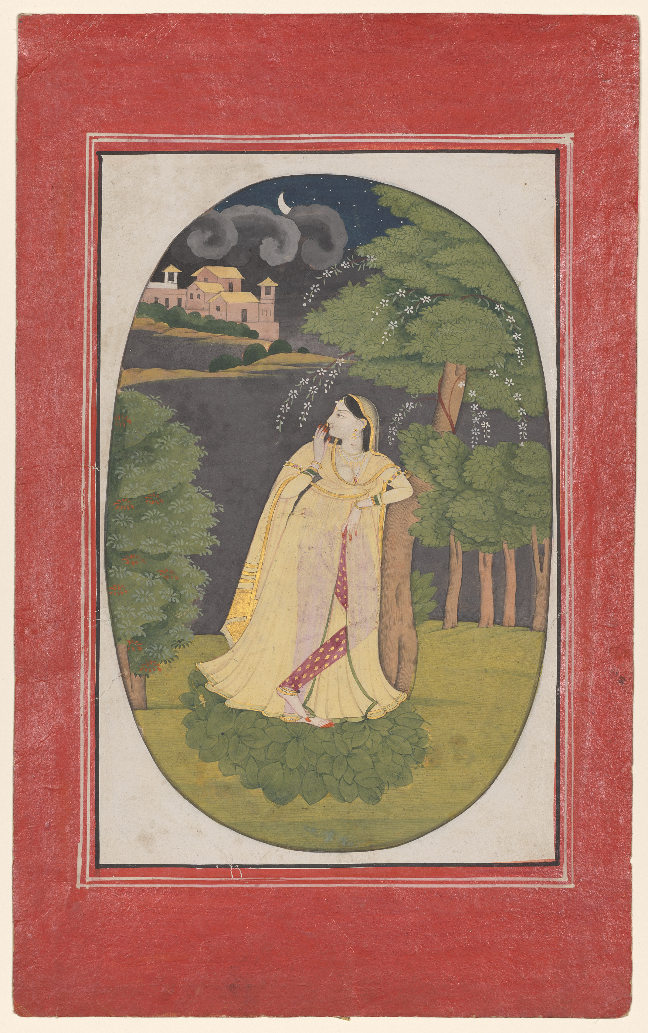 The heroine who waits anxiously for her absent lover (Utka Nayika)