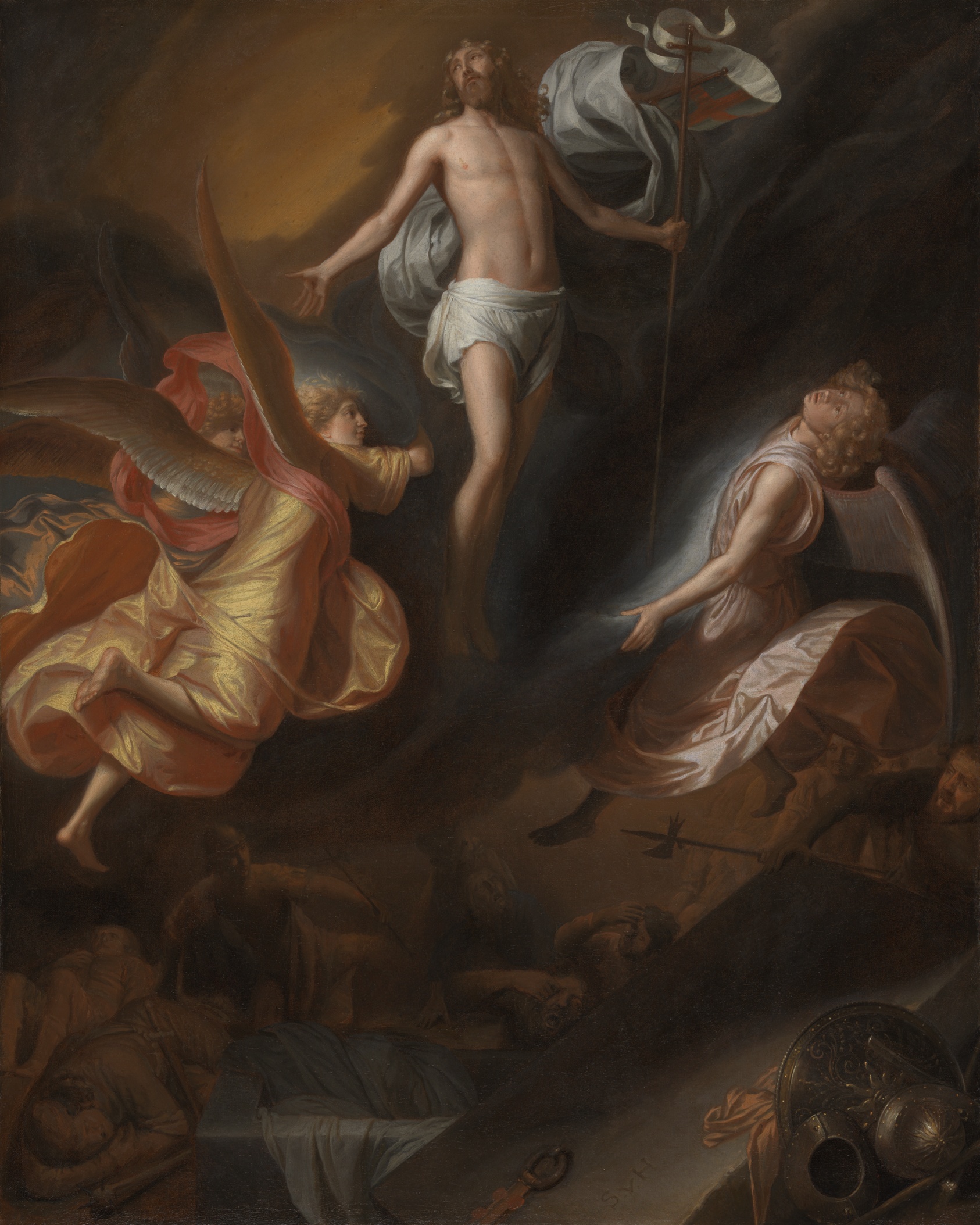 A work made of oil on canvas.
