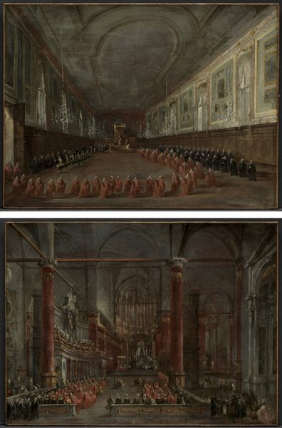 Pope Pius VI Descending the Throne to Take Leave of the Doge in the Hall of Saints Giovanni e Paolo, 1782 and Pontifical Ceremony in Saints Giovanni e Paolo, Venice, 1782 (pair)