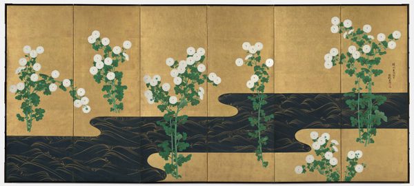 Chrysanthemums by a Stream