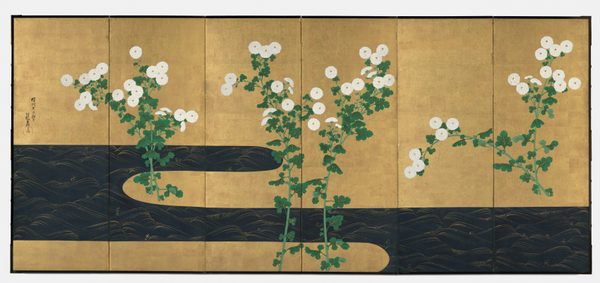 Chrysanthemums by a Stream