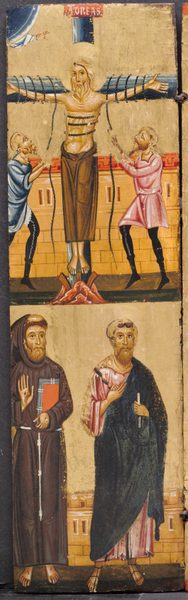 The Crucifixion of St. Andrew, with St. Francis and St. Paul below