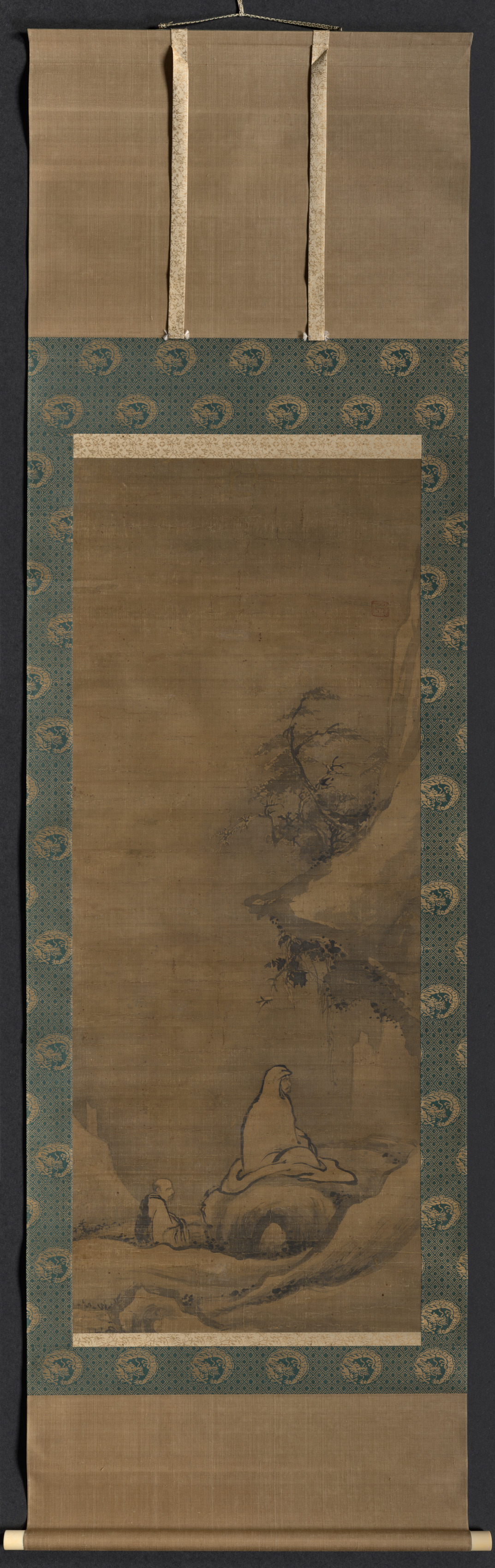 Bodhidharma Meditating Facing a Cliff