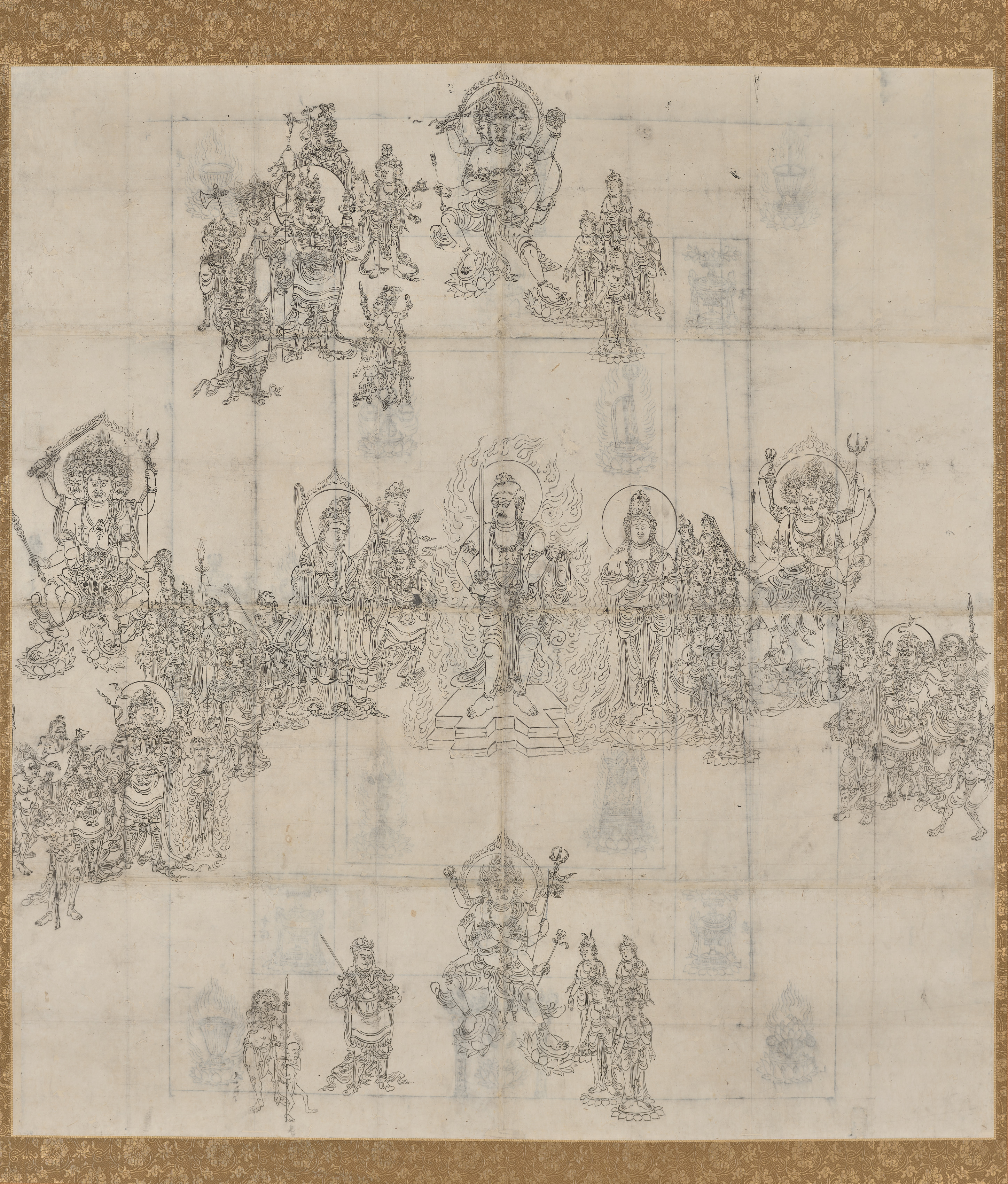 Iconographical Sketch (Zuzō) for the "Benevolent Kings Sutra Mandala"