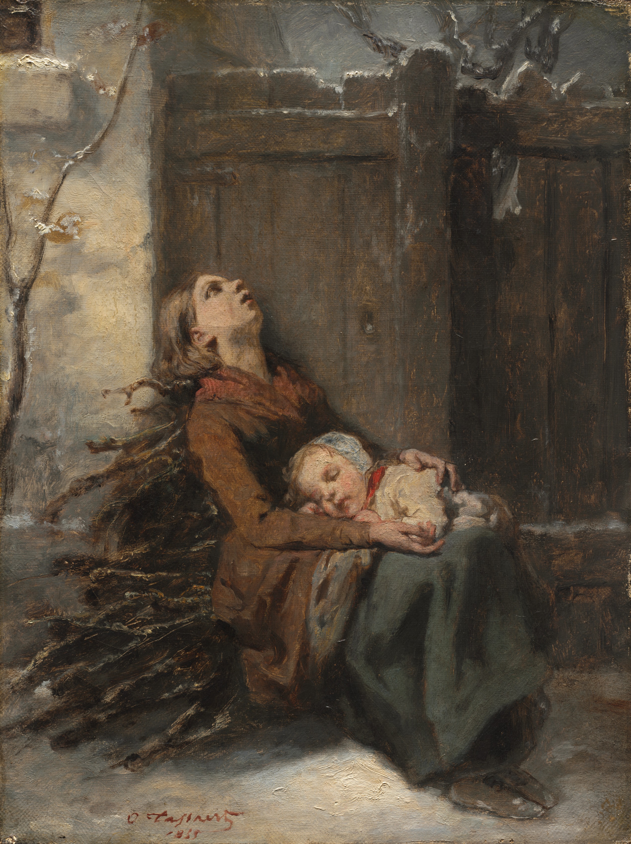 Destitute Mother and Child in Winter