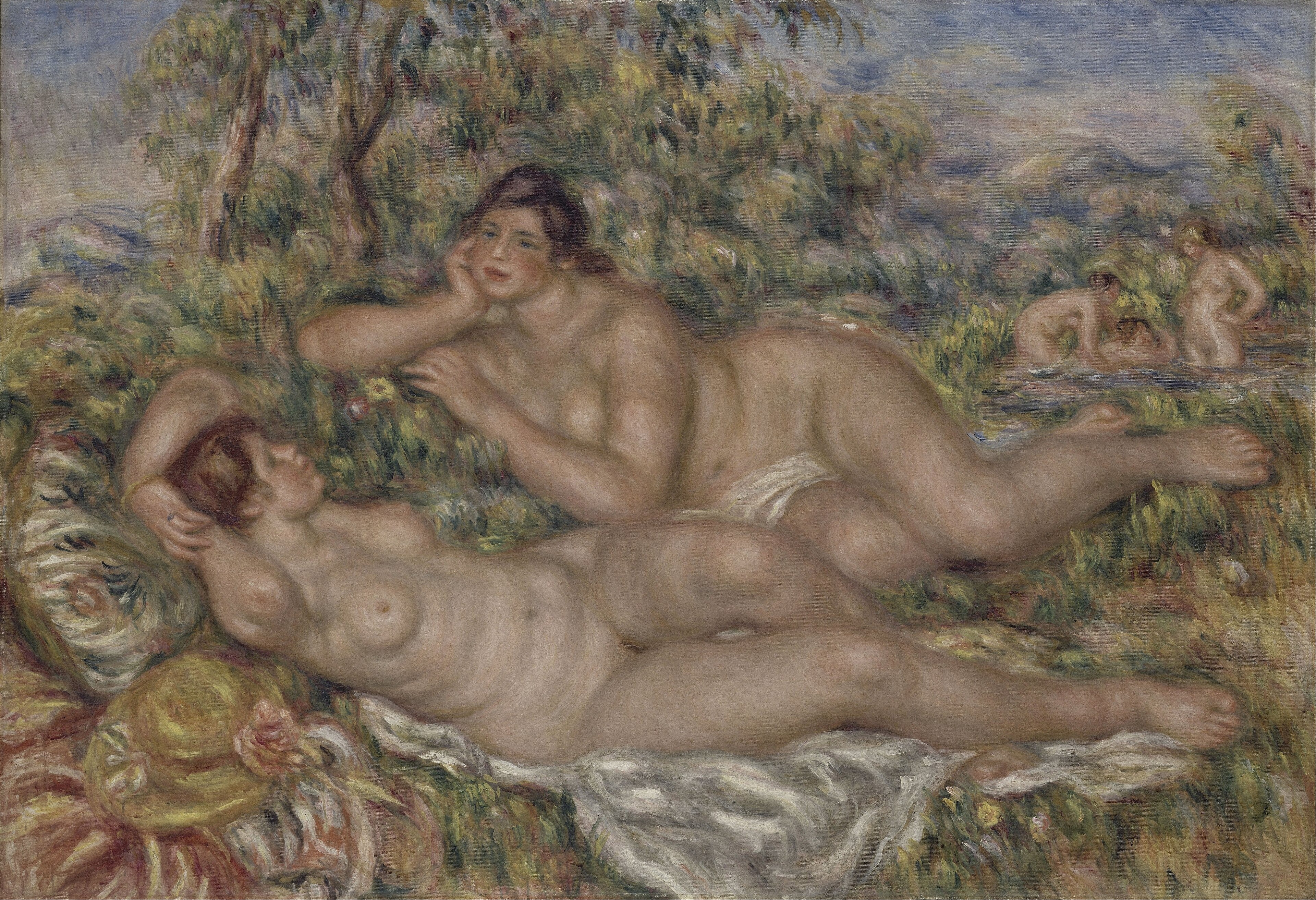 Les Baigneuses by Pierre Auguste Renoir (1841 - 1919) – Painter (French) Born in Limoges. Died in Cagnes-sur-Mer. Details on Google Art Project