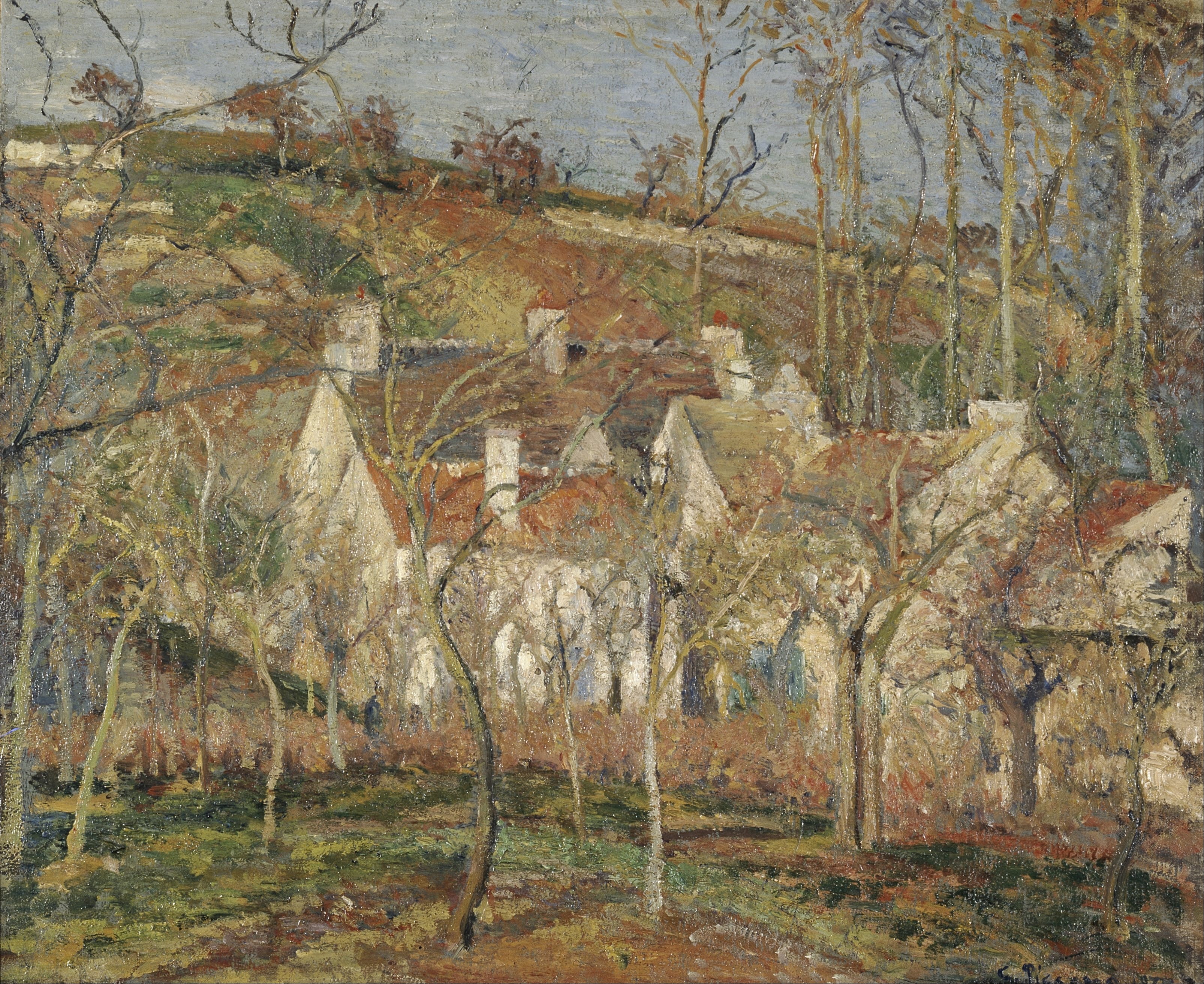 Les toits rouges, coin de village, effet d'hiver by Camille Pissarro