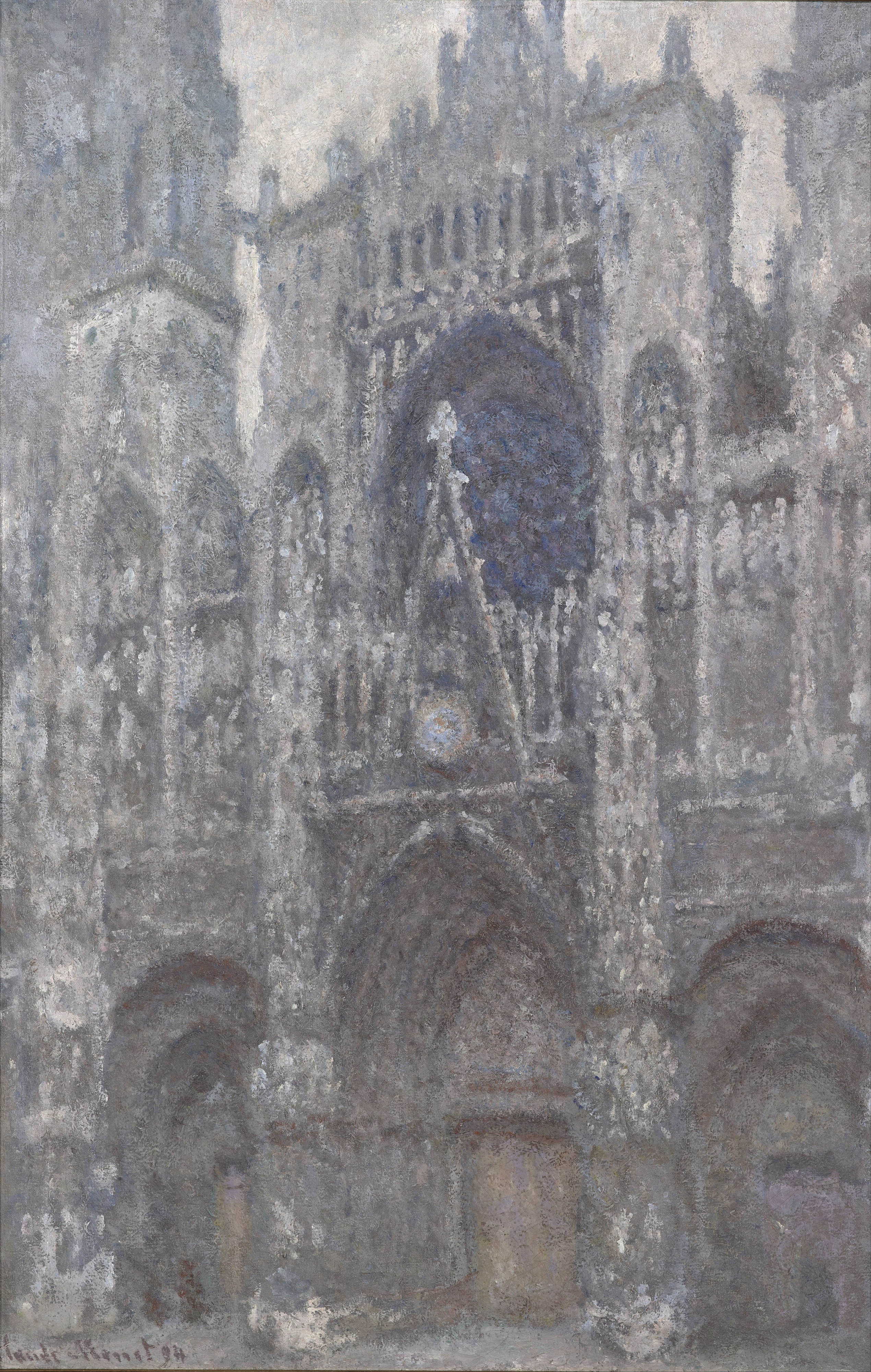La cathédrale de Rouen. Le portail,temps gris by Claude Monet
