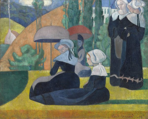 Breton Women with umbrellas by Émile Bernard