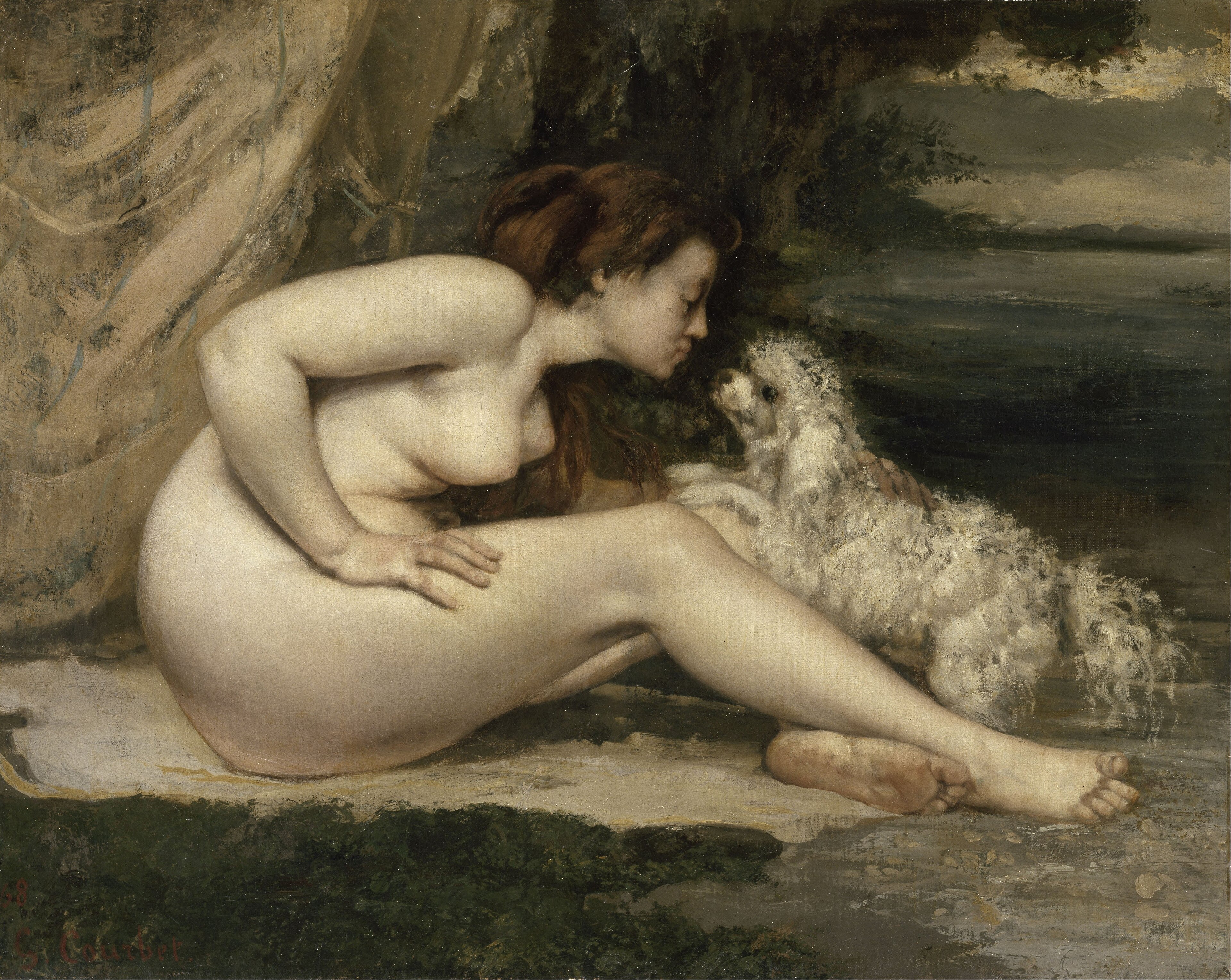 Femme nue au chien by Gustave Courbet