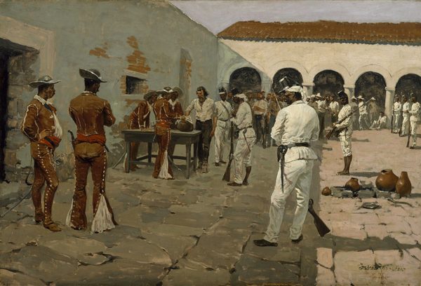 The Mier Expedition: The Drawing of the Black Bean (Prisoners Drawing Their Beans) by Frederic Remington