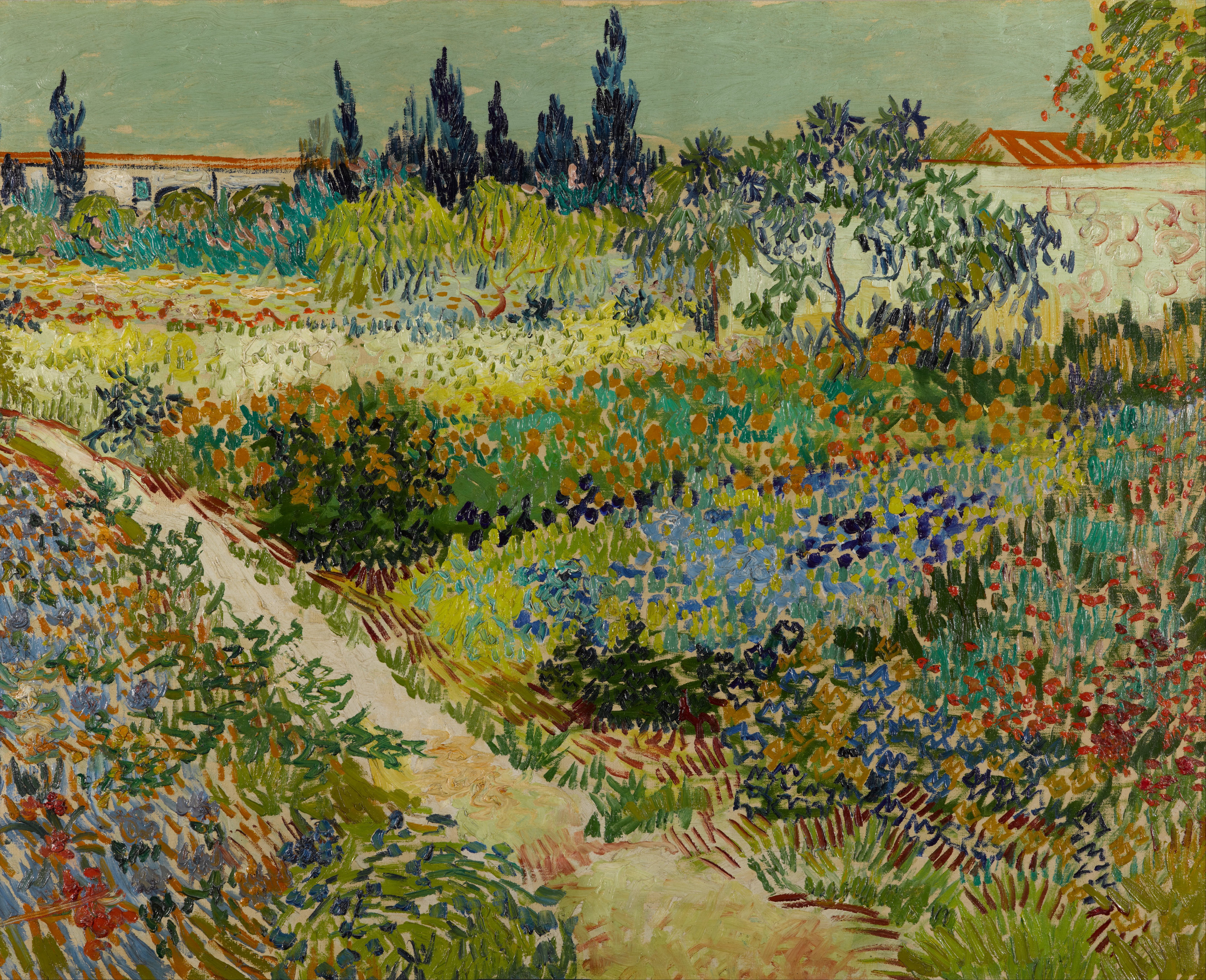 Flowering Garden with Path, 1888-07, by Vincent van Gogh