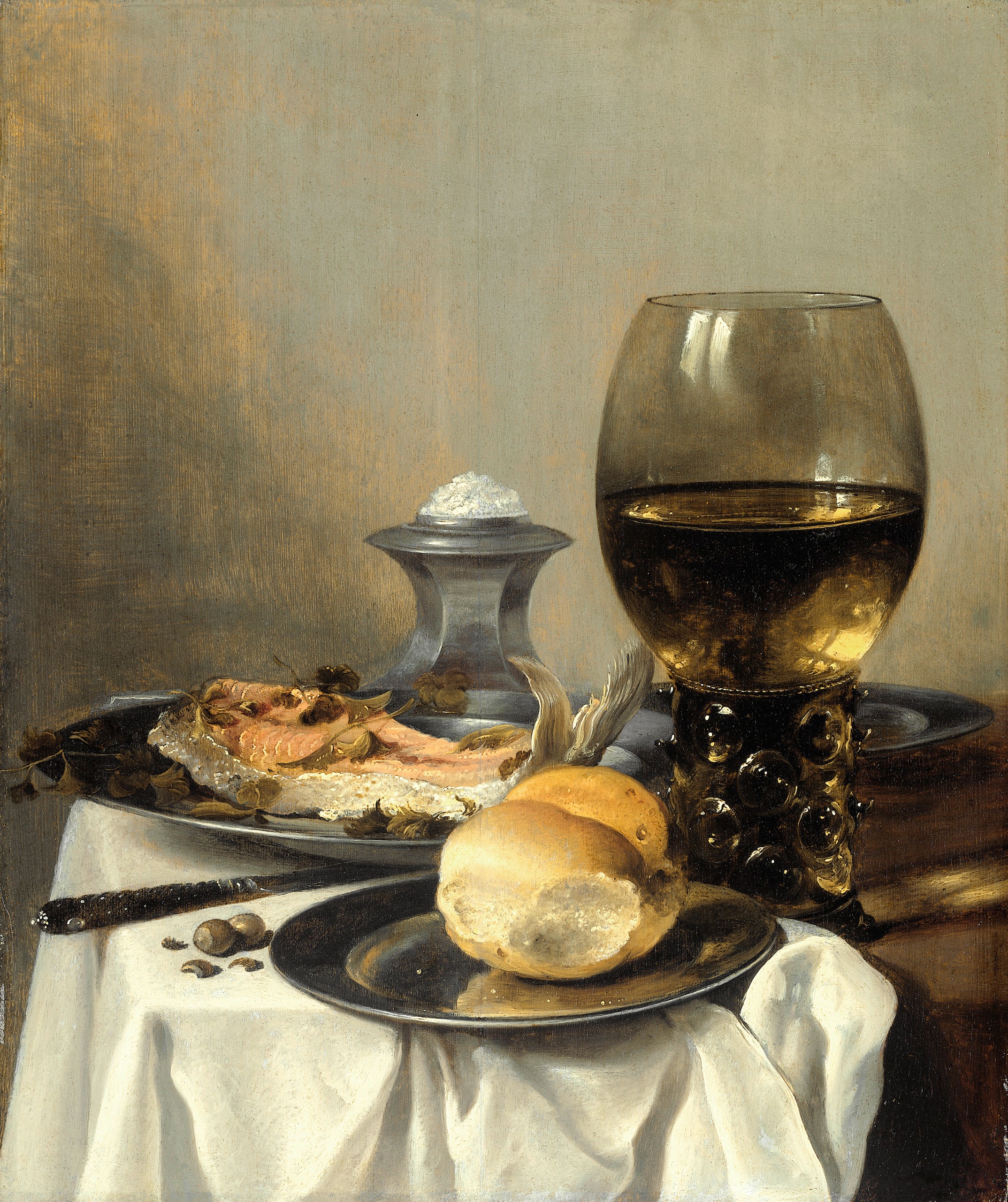 Still Life with Salt Tub . by Pieter Claesz