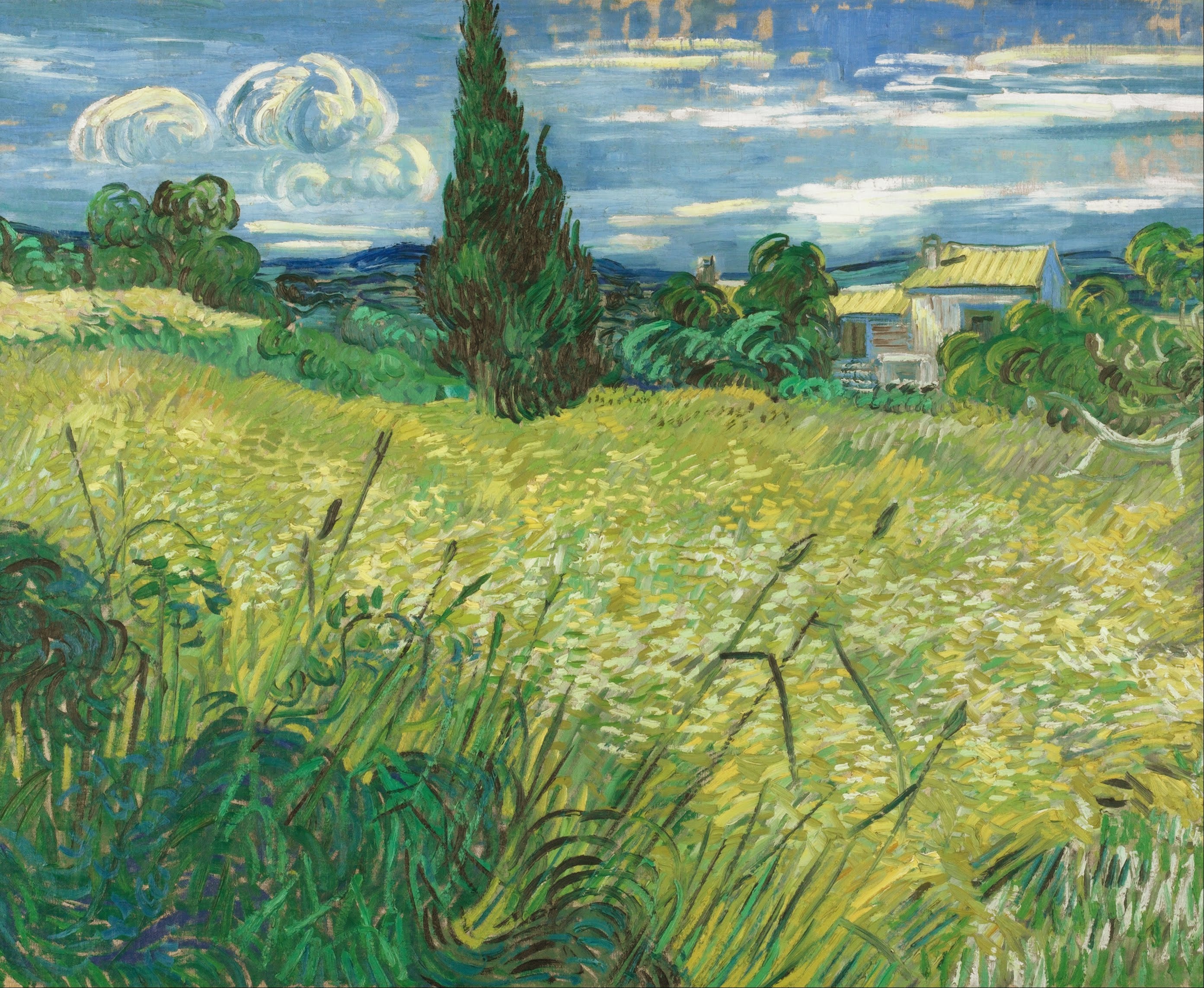 Green Wheat Field with Cypress, 1889-06, by Vincent van Gogh