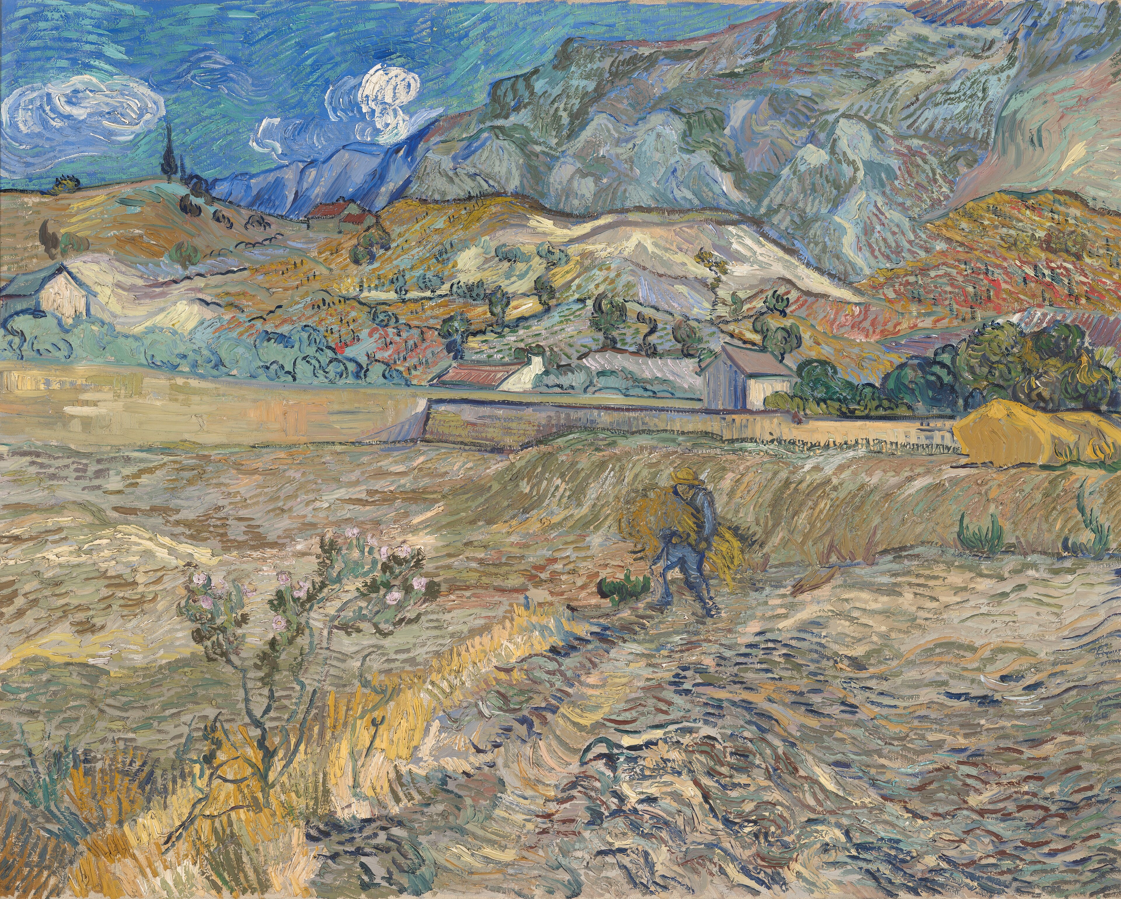 Enclosed Field with Peasant, 1889-10, by Vincent van Gogh
