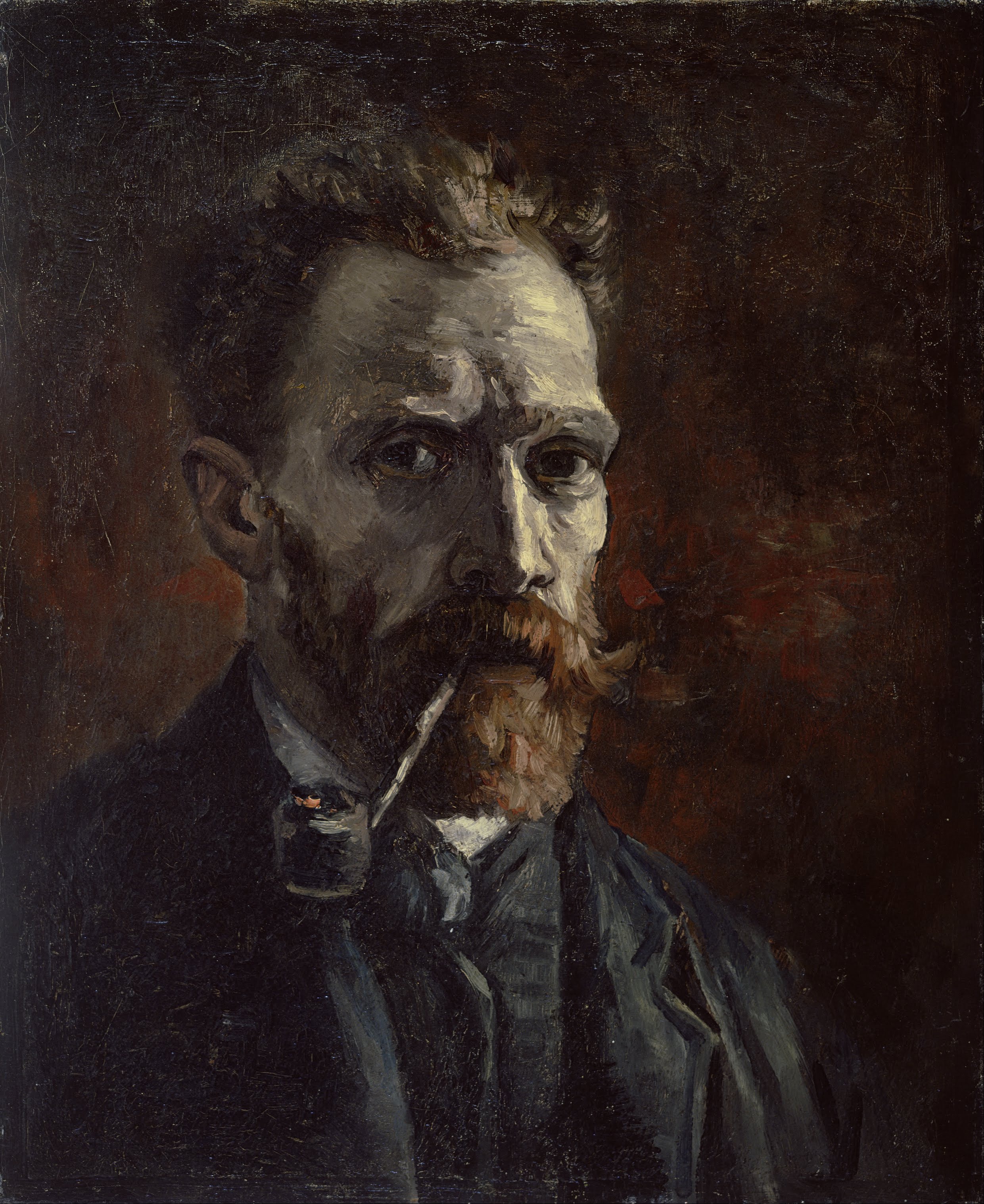 Self-Portrait with Pipe, 1886, by Vincent van Gogh