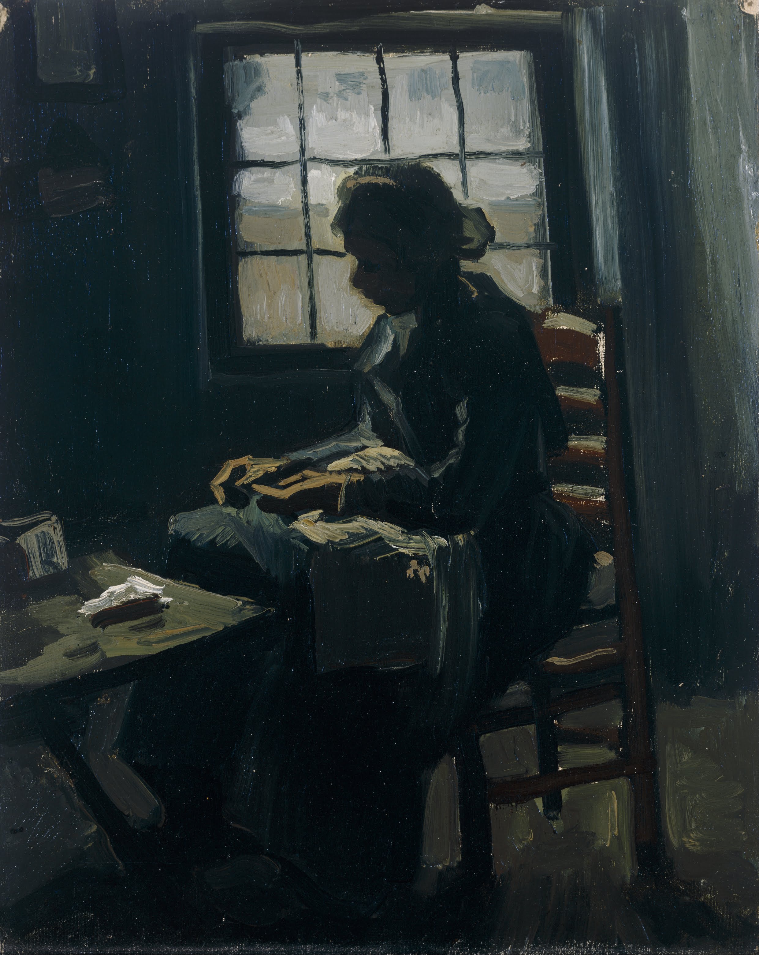 Woman Sewing, 1885 1885-03, by Vincent van Gogh