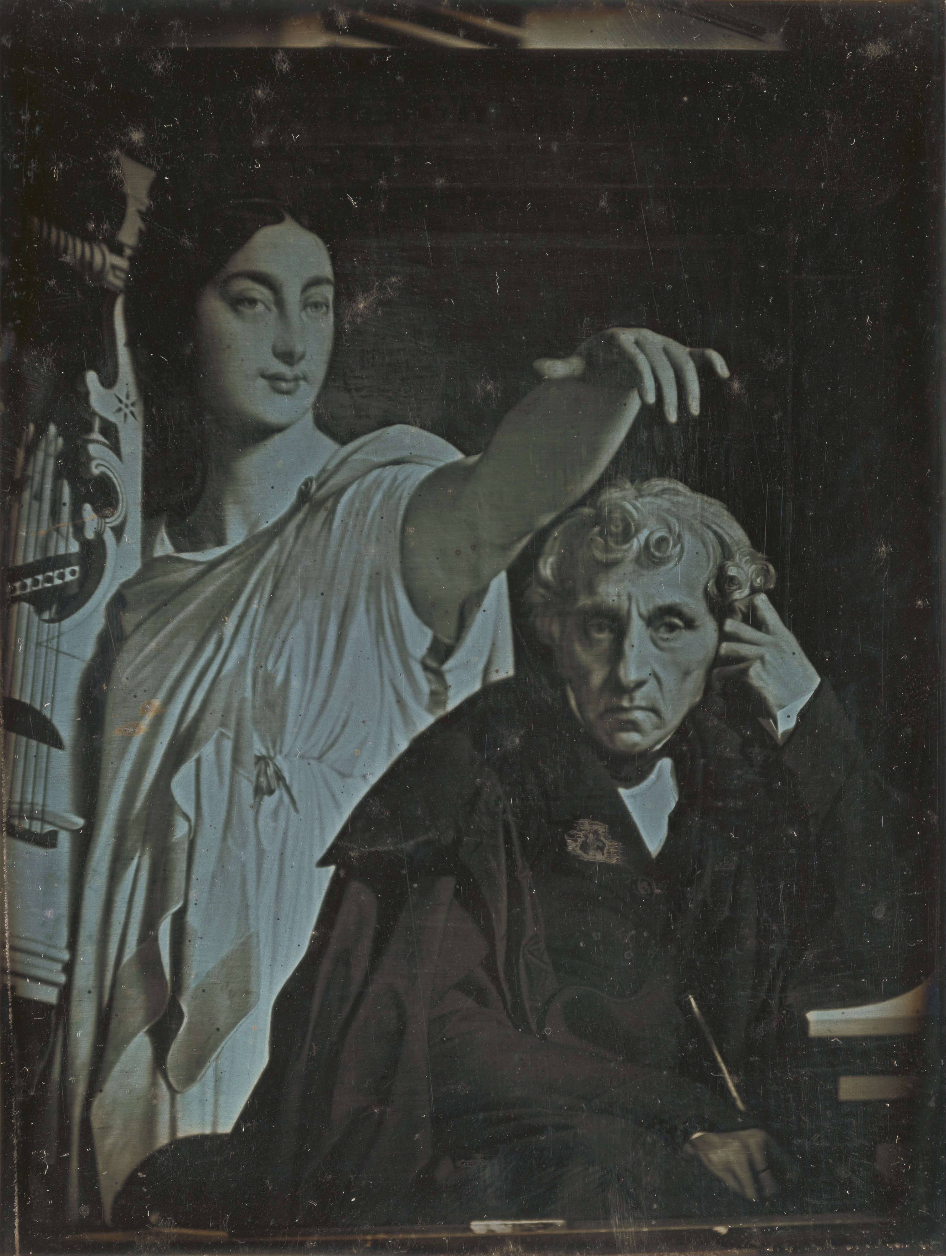 [Ingres Painting of Maria Luigi Carlo Zenobio Salvatore Cherubini and his muse] by Unknown maker, French (1802 - 1872) – daguerreotypist Details on Google Art Project
