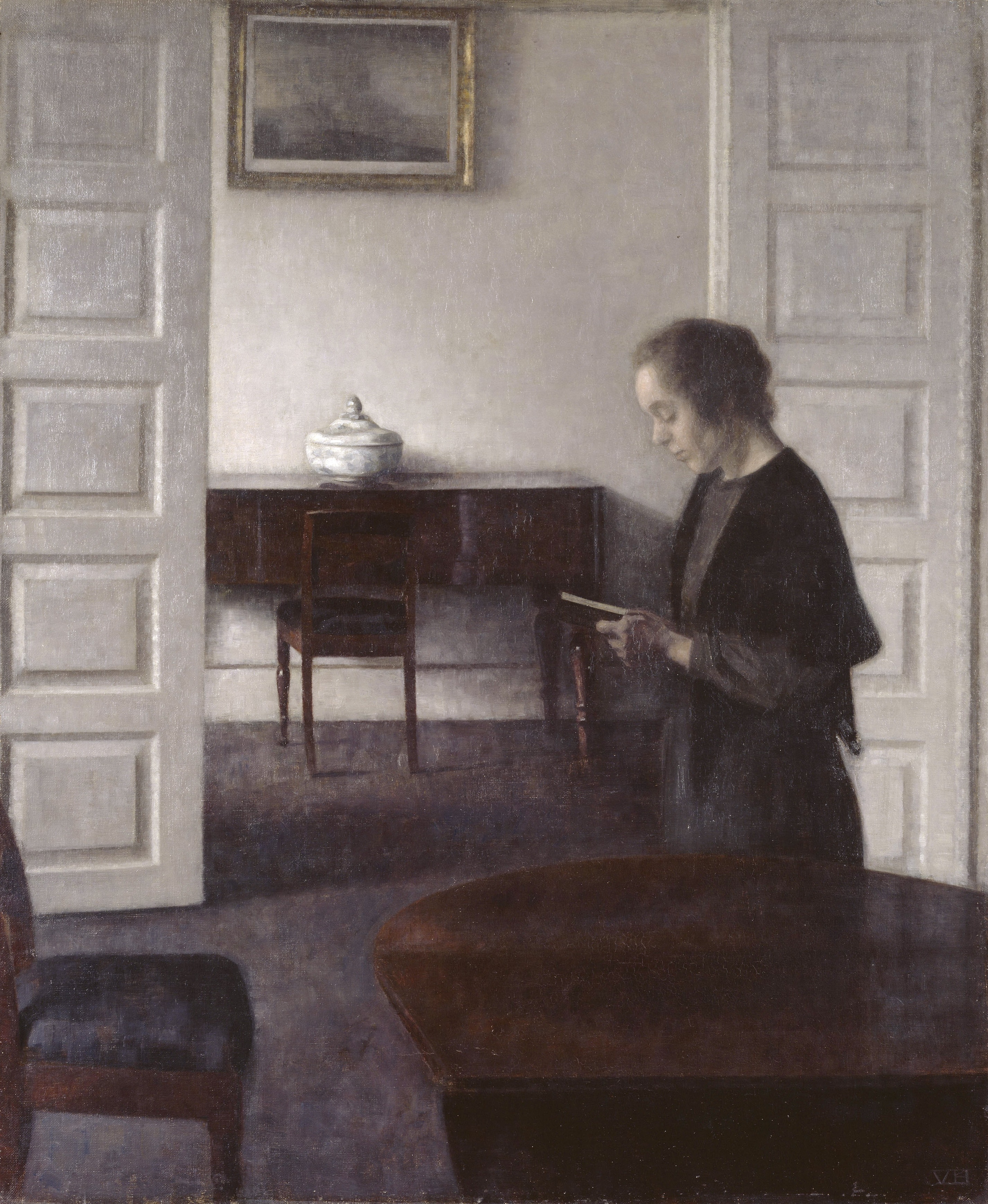 Interior_with_a_Reading_Lady by Vilhelm Hammershøi