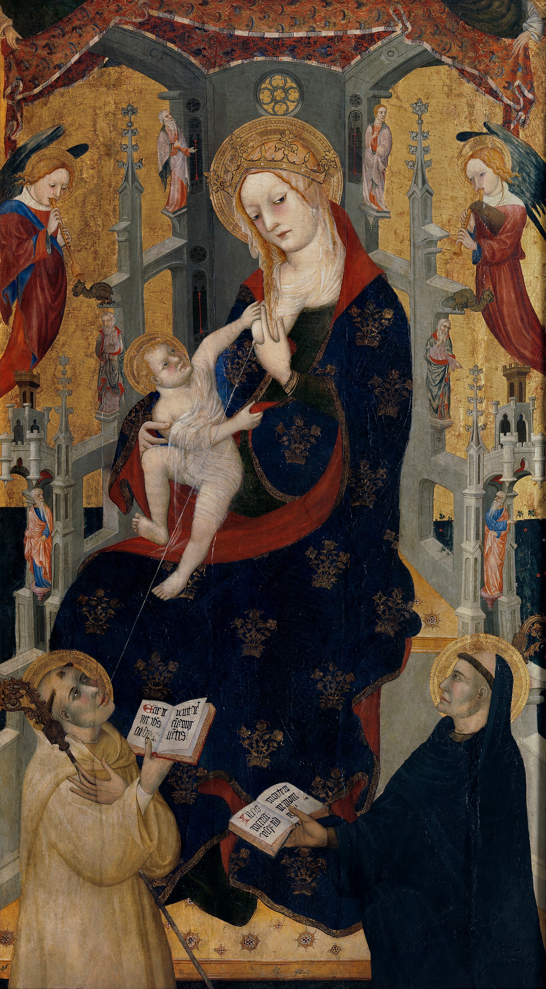 La Virgen de la Leche con el Niño entre San Bernardo de Claraval y San Benito by Pere Lembrí