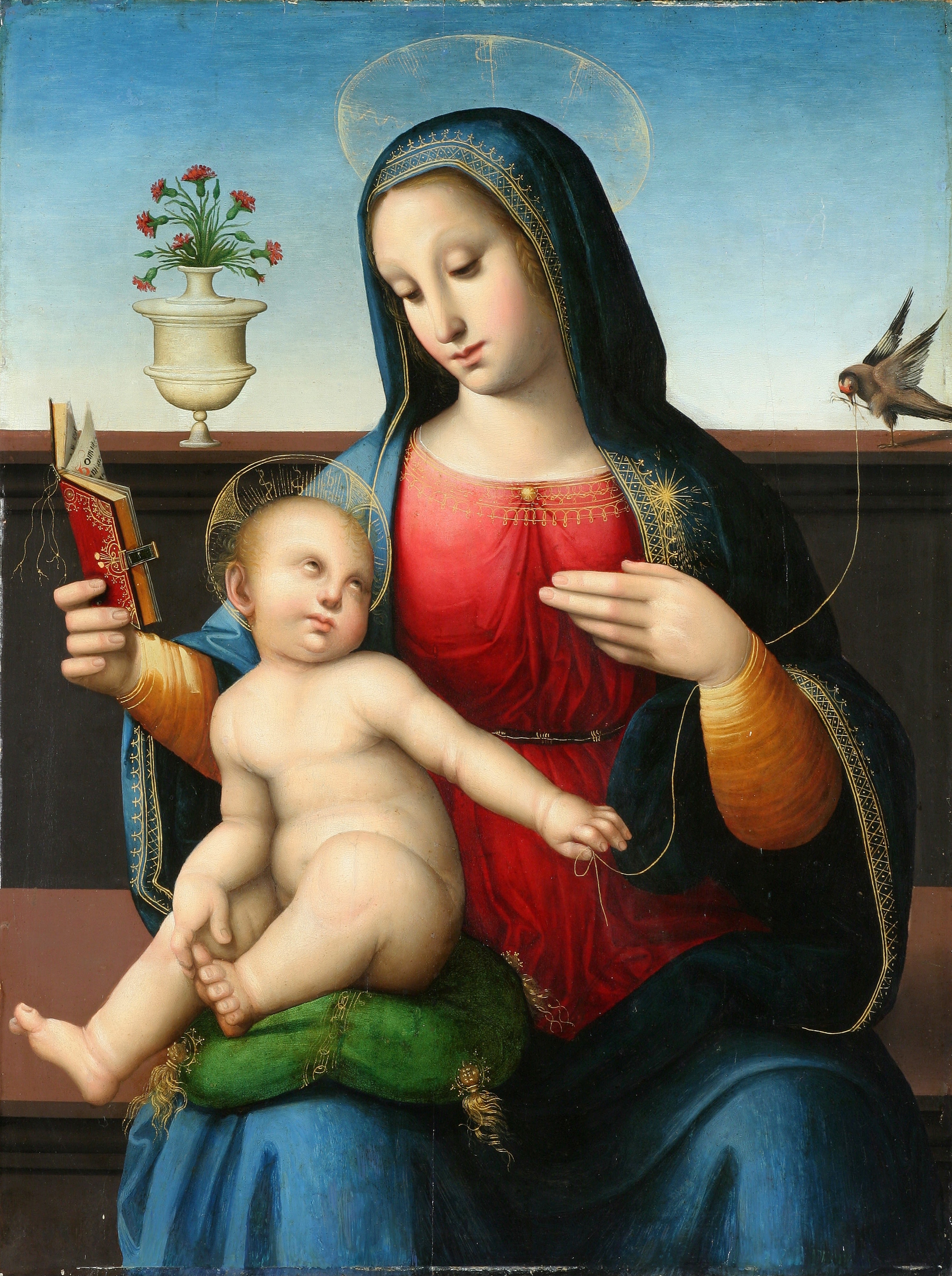 The Virgin and Child with a Goldfinch. by Leonardo di Francesco di Lazzaro Malatesta