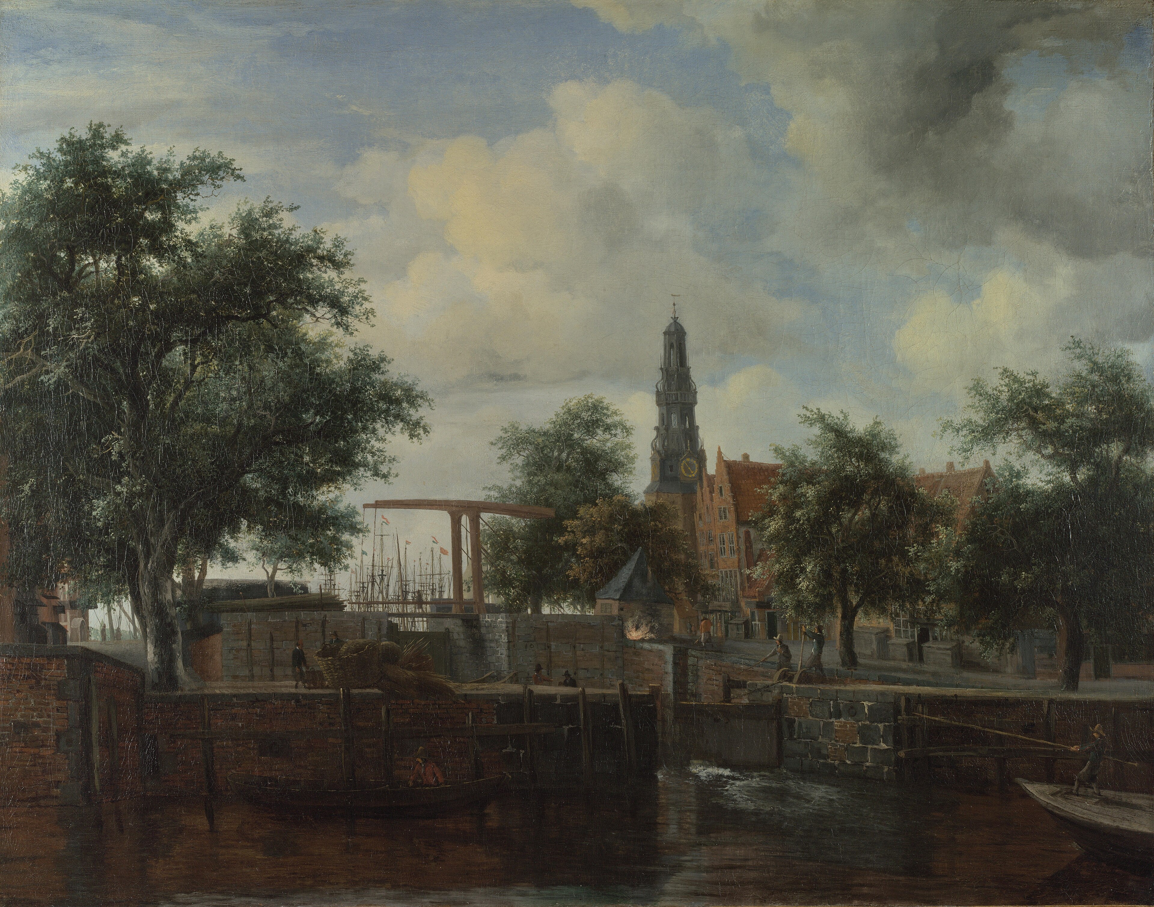 'The Haarlem Lock, Amsterdam by Meindert Hobbema
