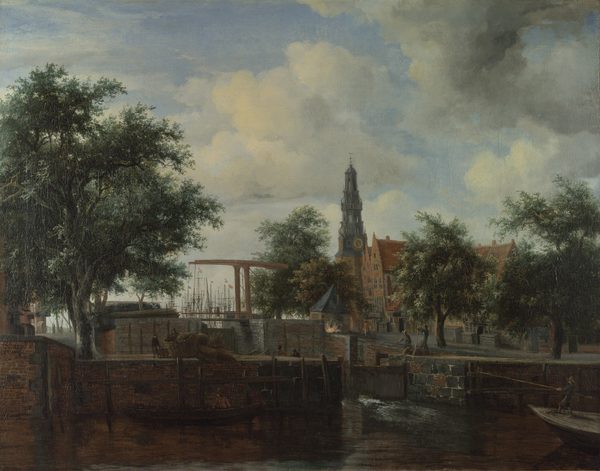 'The Haarlem Lock, Amsterdam by Meindert Hobbema