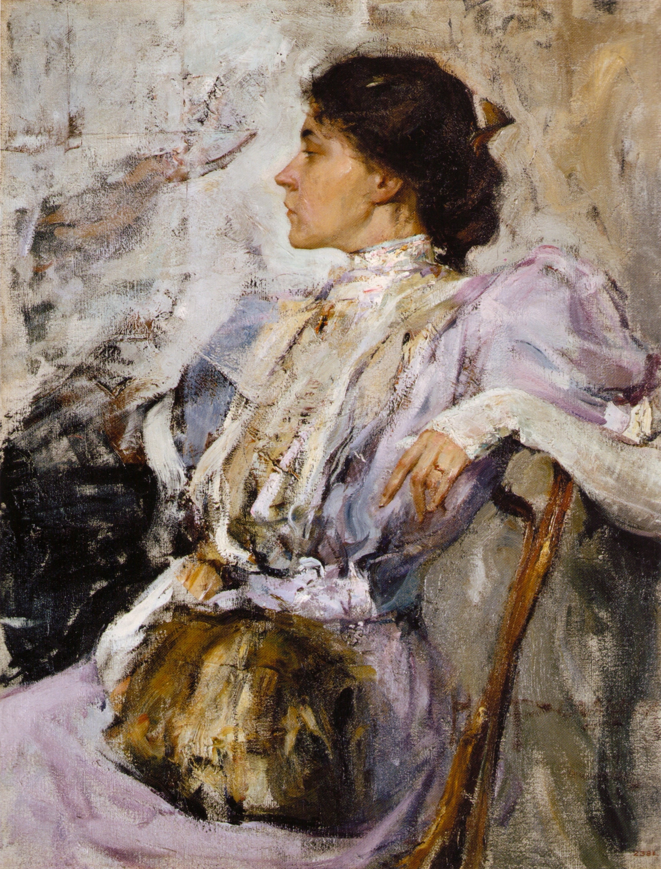 Portrait of an Unknown (Lady in purple). Etude. by Nicolai Fechin