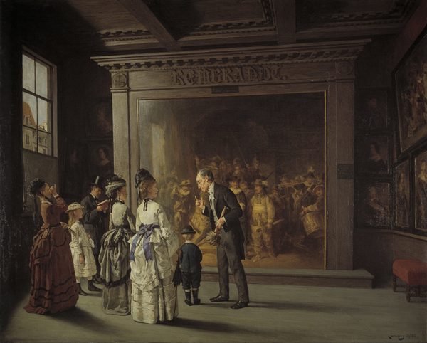 Die Besucher vor Rembrandts Nachtwache in Amsterdam by August Jernberg