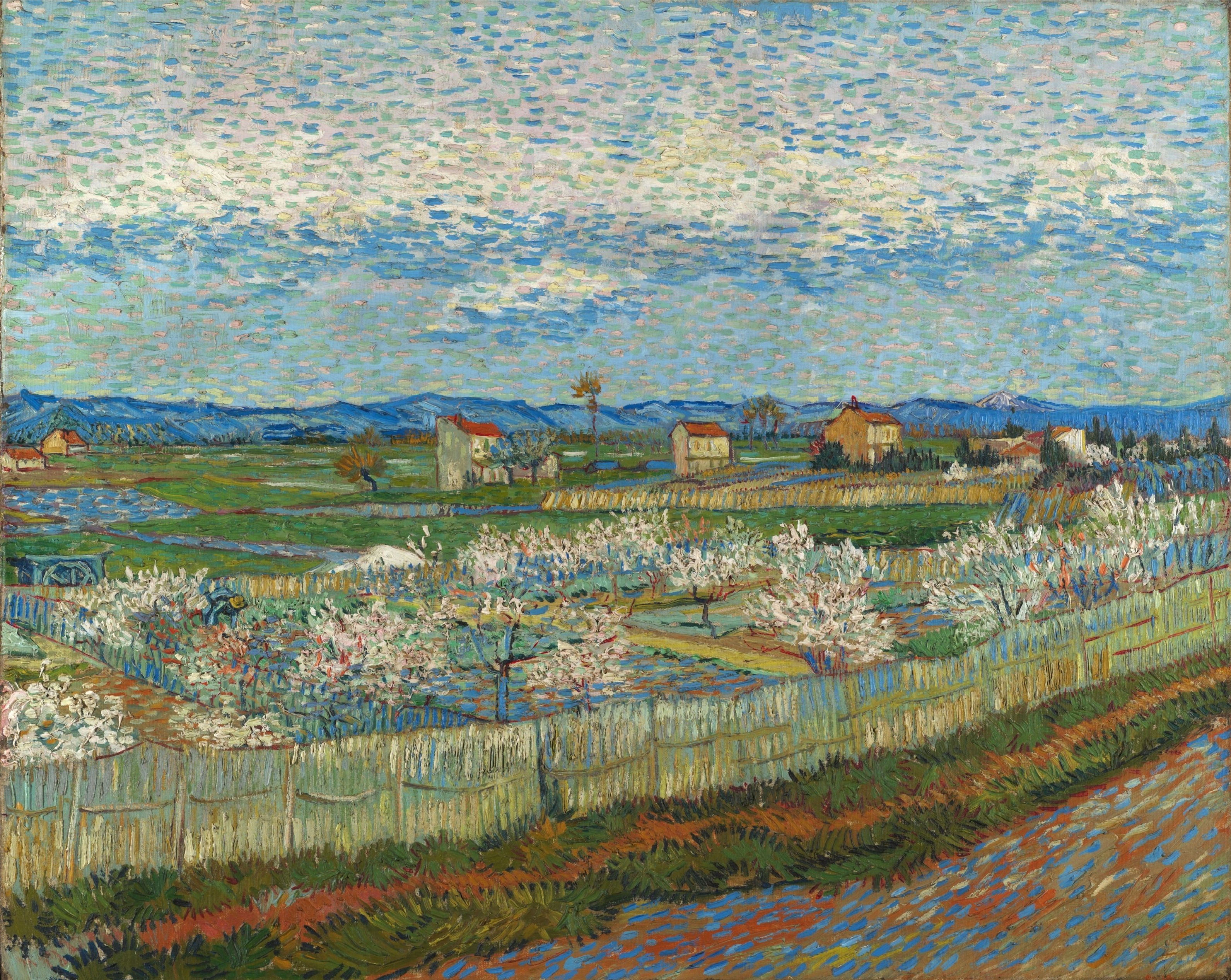 Peach Trees in Blossom, 1889-04, by Vincent van Gogh