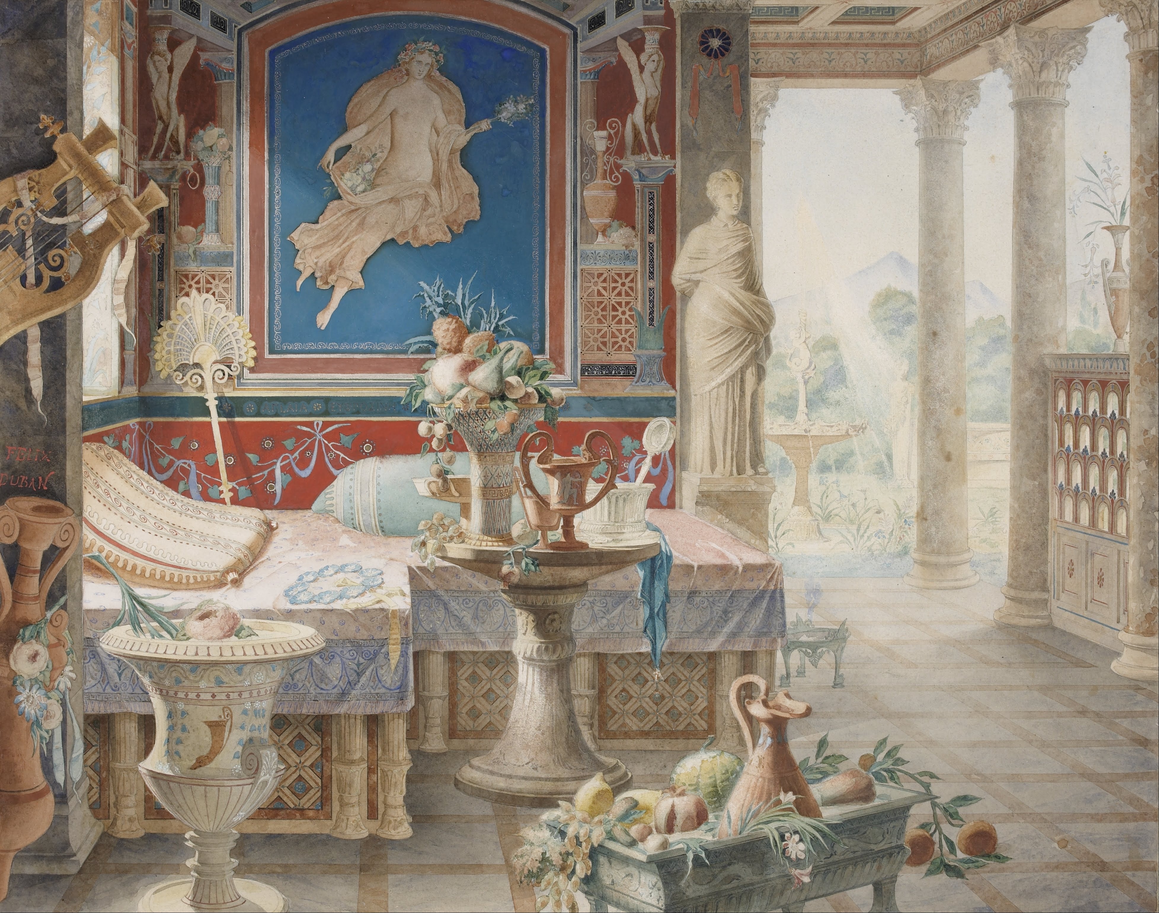 Fantaisie architecturale en style pompéien by Félix Duban (1797 - 1870) (French) Born in Paris. Died in Bordeaux. Details on Google Art Project