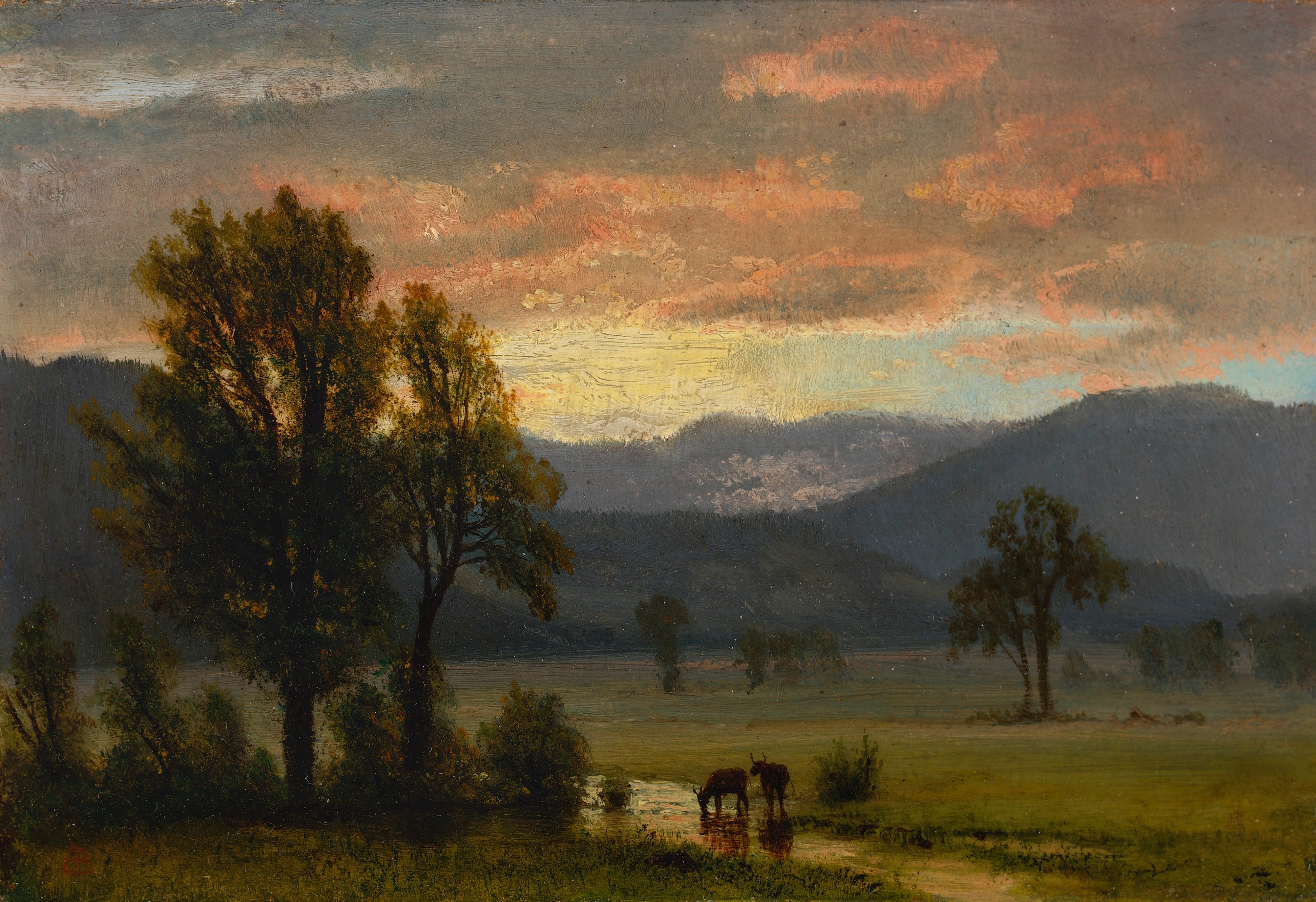 Landscape with cattle by Albert Bierstadt