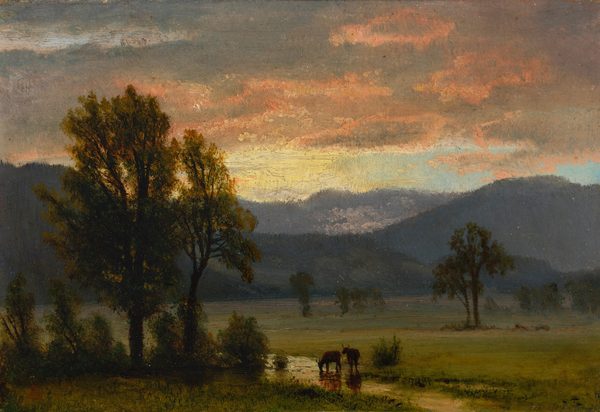 Landscape with cattle by Albert Bierstadt