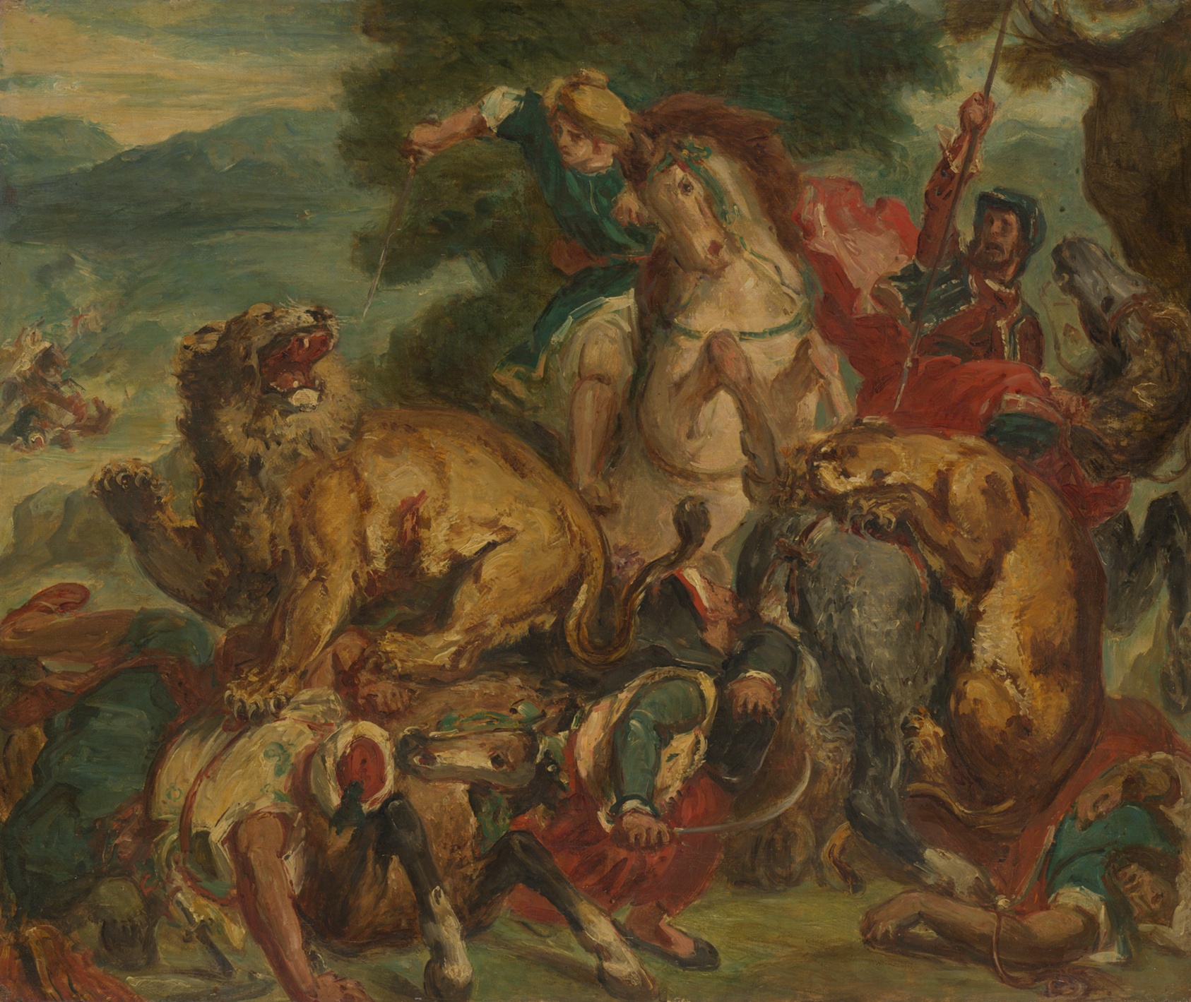 A work made of oil on canvas.