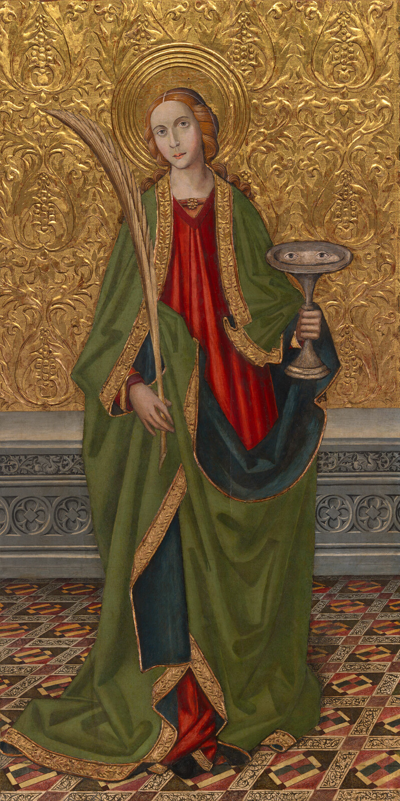 A work made of oil and gold on panel.