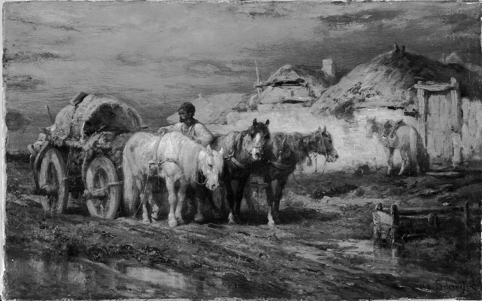 A work made of oil on canvas.