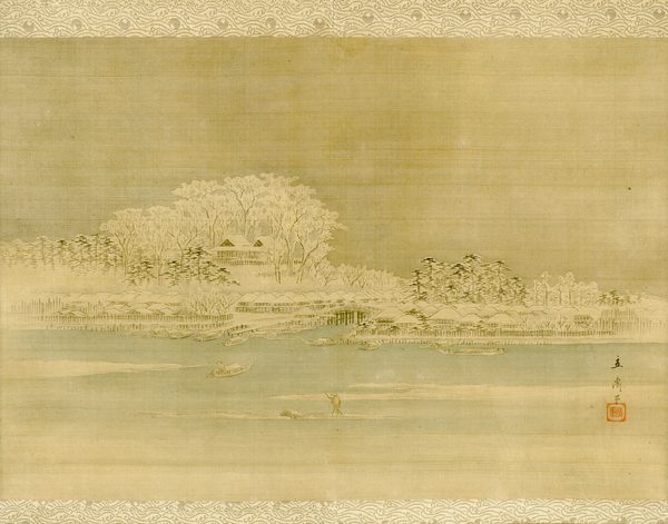 A work made of hanging scroll; ink and color on silk.