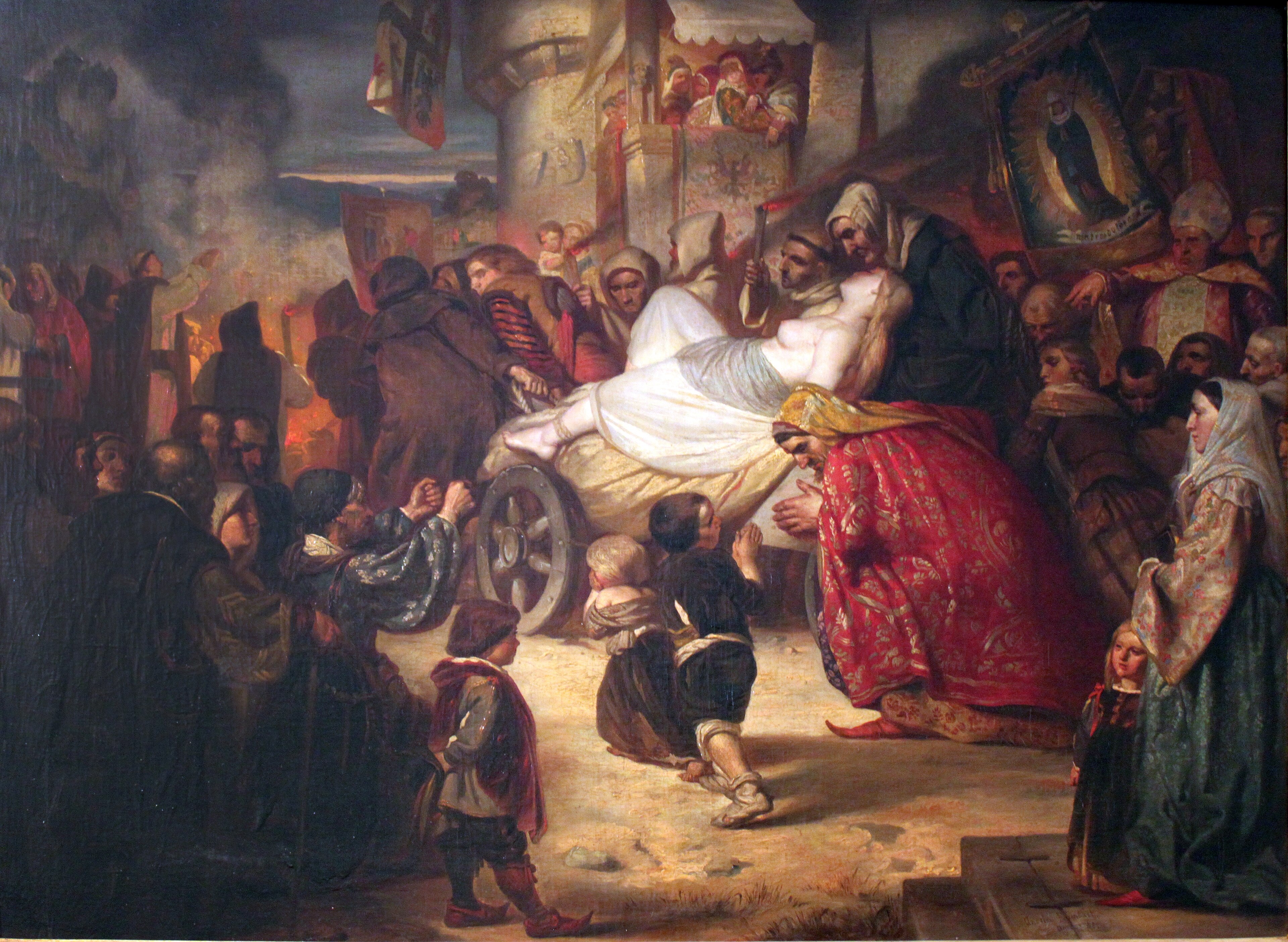 Young witch is led to the stake. by Anselm Feuerbach