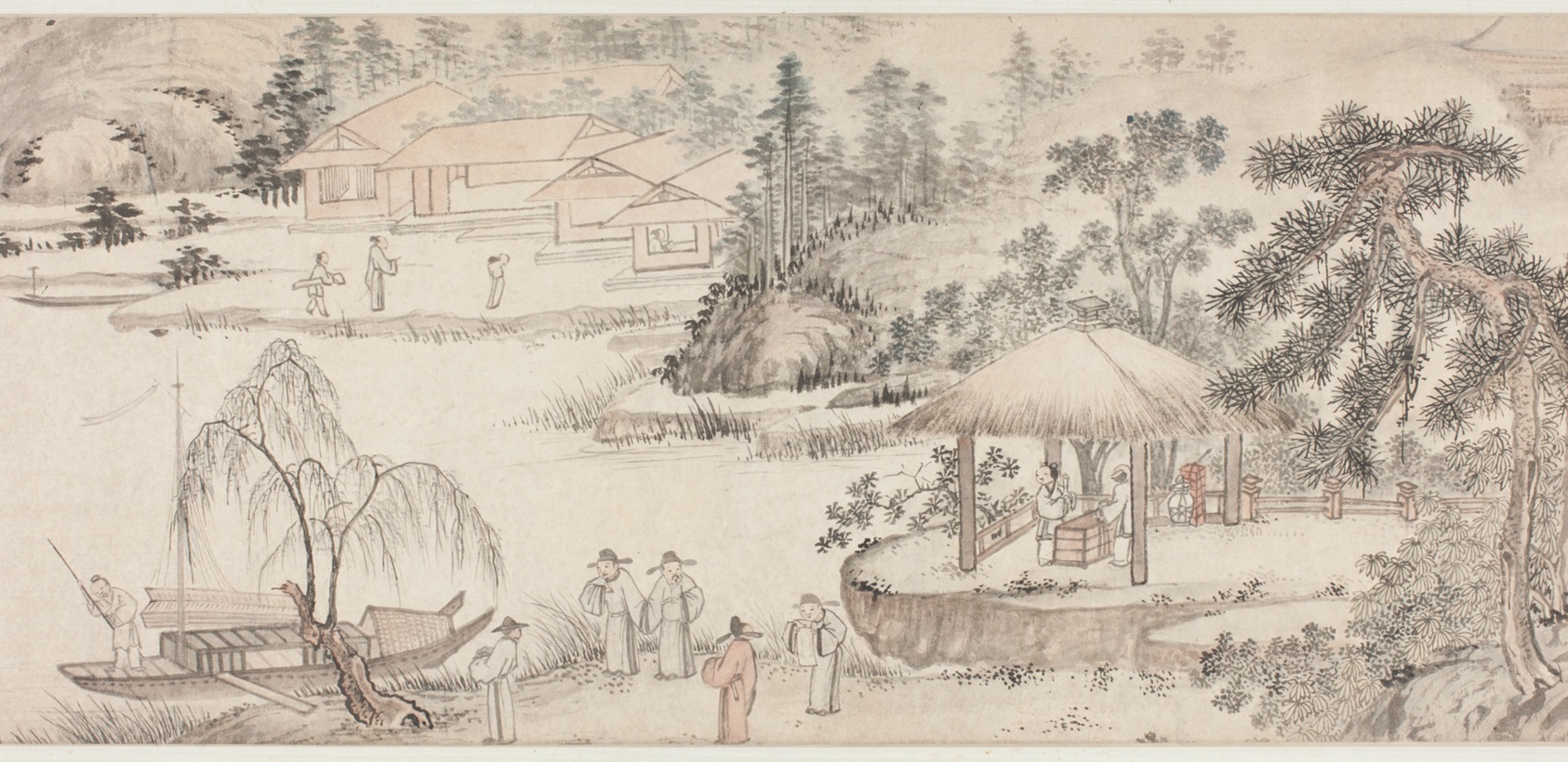 A work made of handscroll; ink and color on paper.