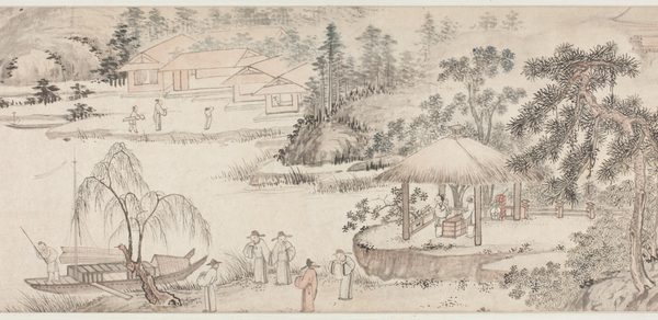 A work made of handscroll; ink and color on paper.