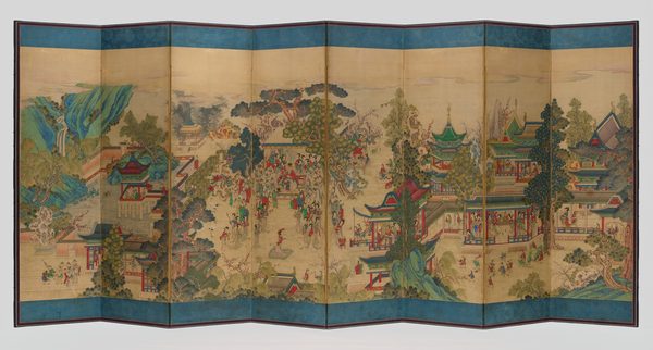 A work made of ink and color on silk.