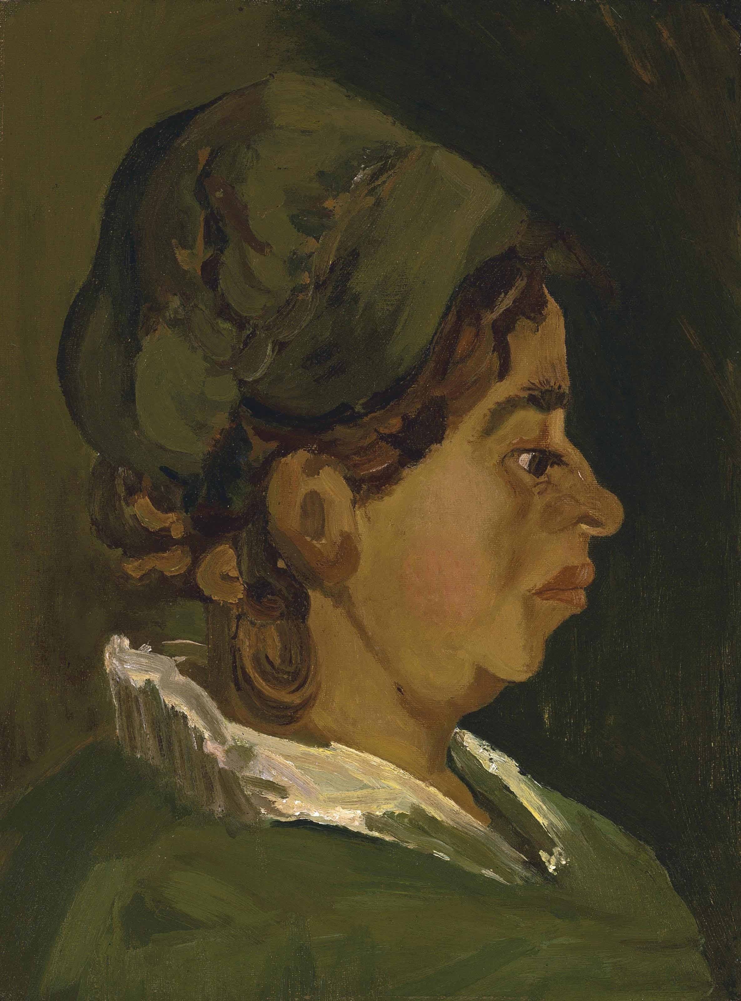 Head of a Peasant Woman: Right Profile, 1884-12, by Vincent van Gogh