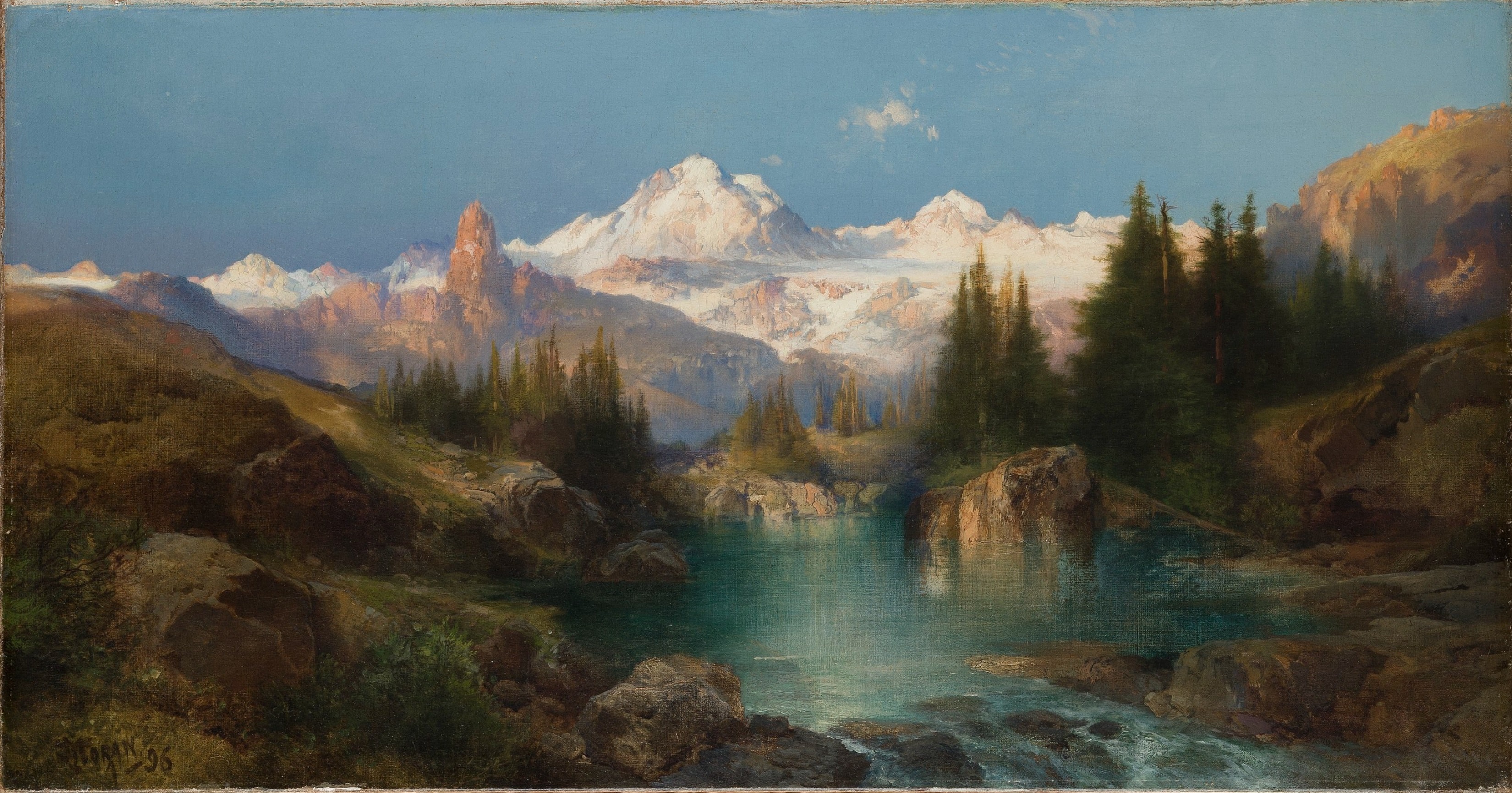 A Snowy Mountain Range (Path of Souls, Idaho) by Thomas Moran