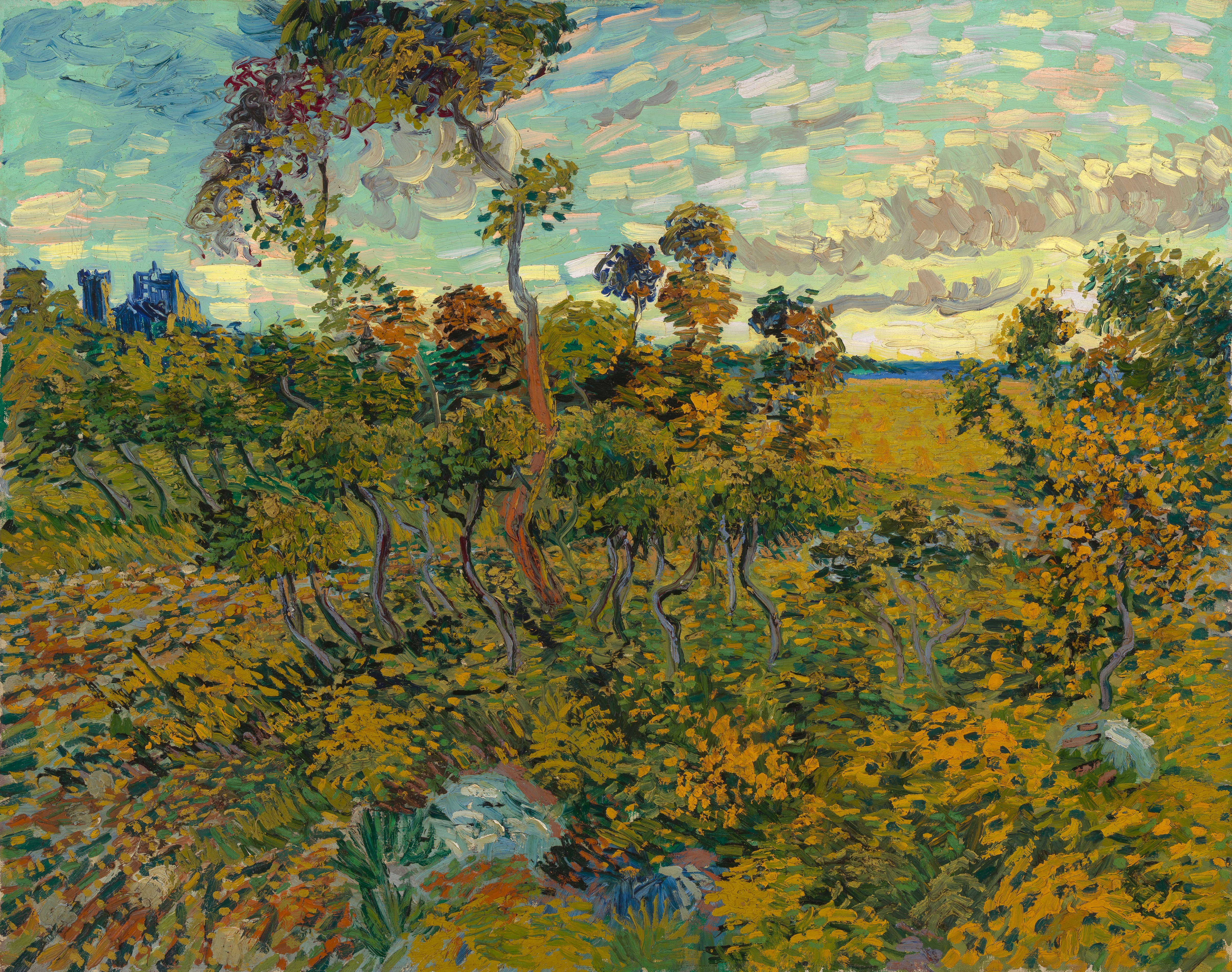 Sunset at Montmajour, 1888-07, by Vincent van Gogh